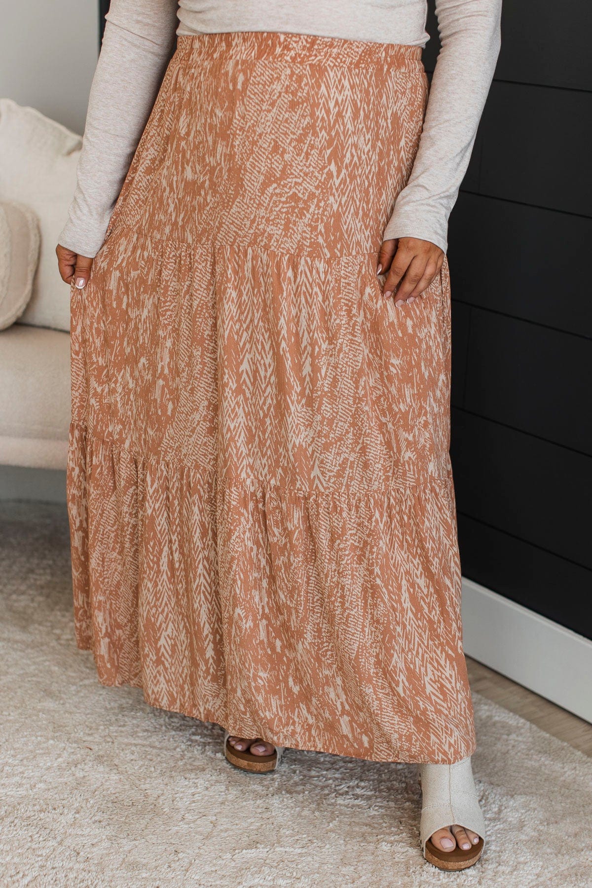 Utterly Perfect Printed Skirt- Terracotta - Image 4