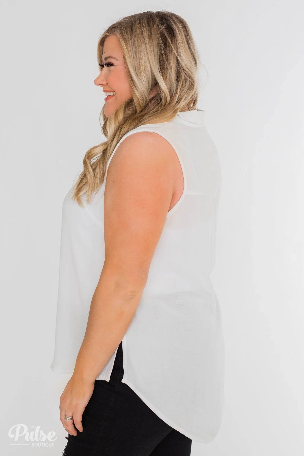 Taking Chances Collar Tank Top- White - Image 11