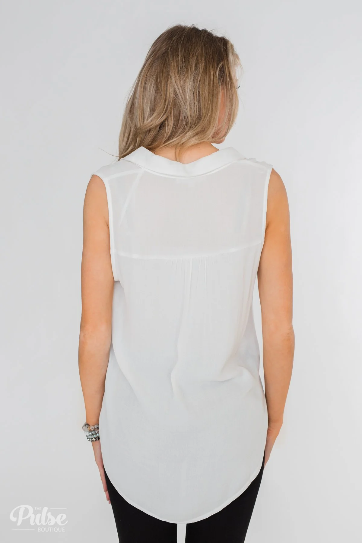 Taking Chances Collar Tank Top- White - Image 12