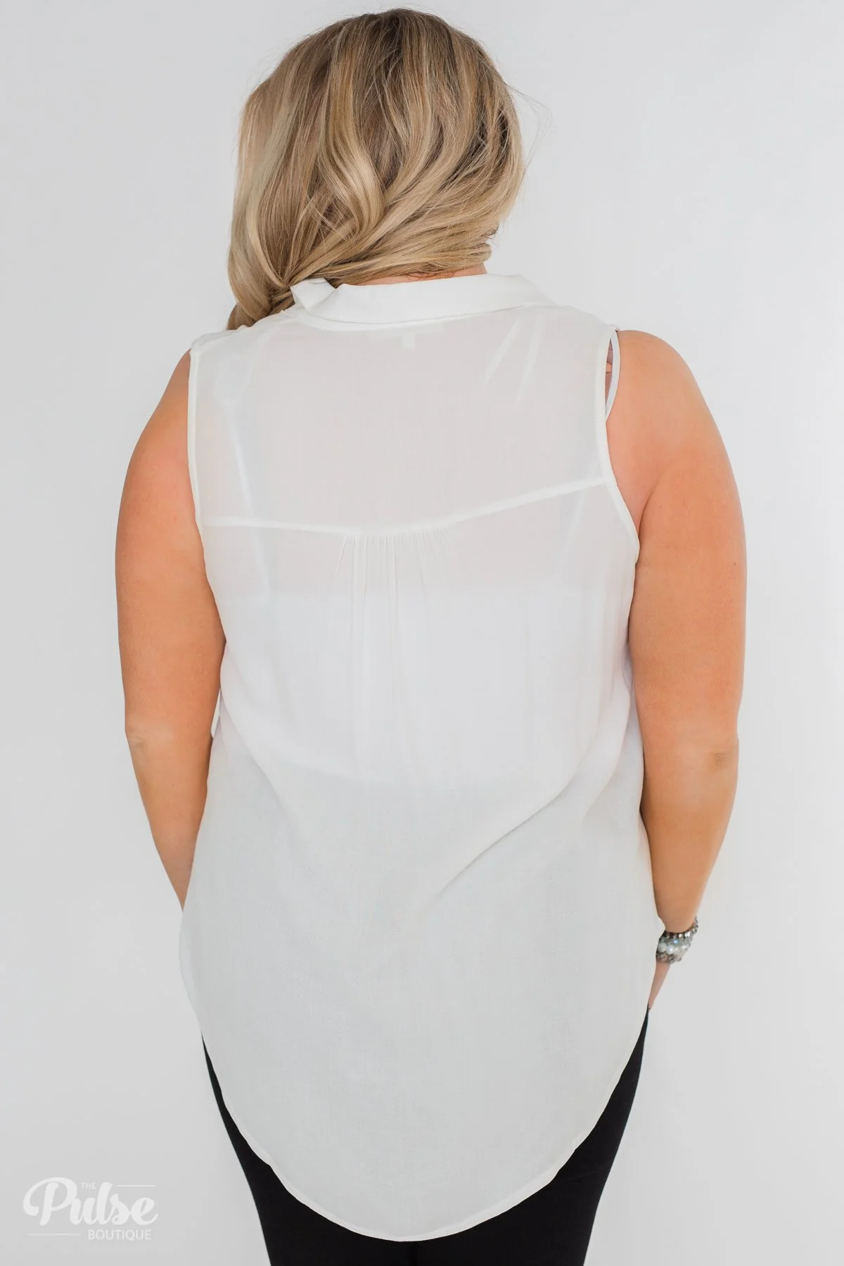 Taking Chances Collar Tank Top- White - Image 13