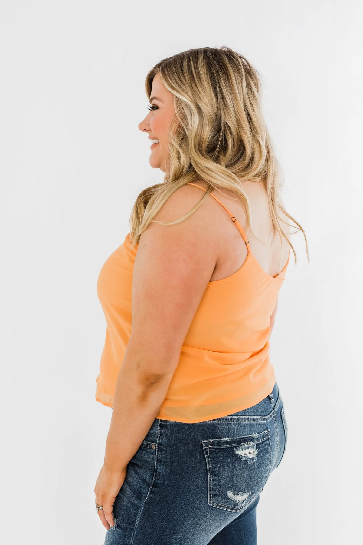 V-Neck Shift Tank Top- Mango - Image 7