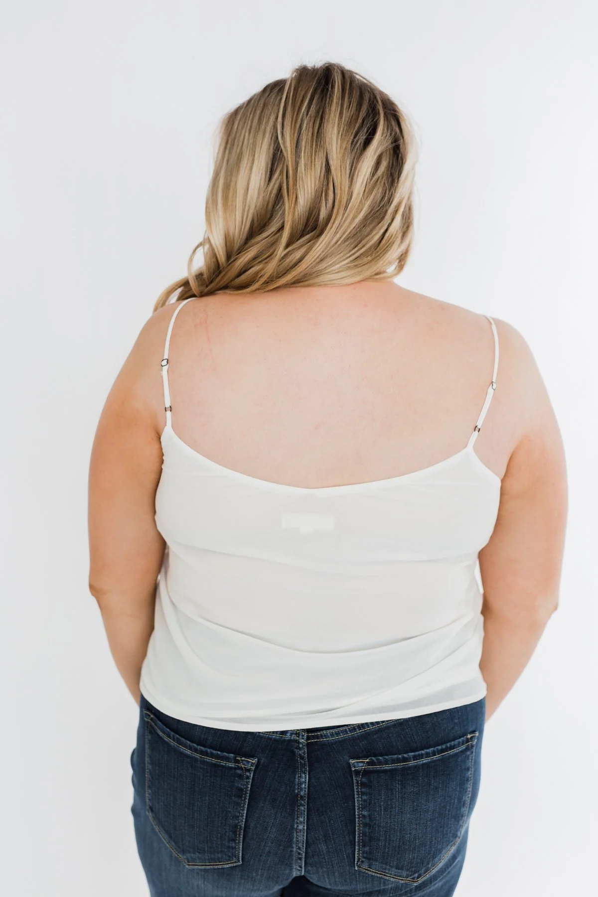 V-Neck Shift Tank Top- Off White - Image 9