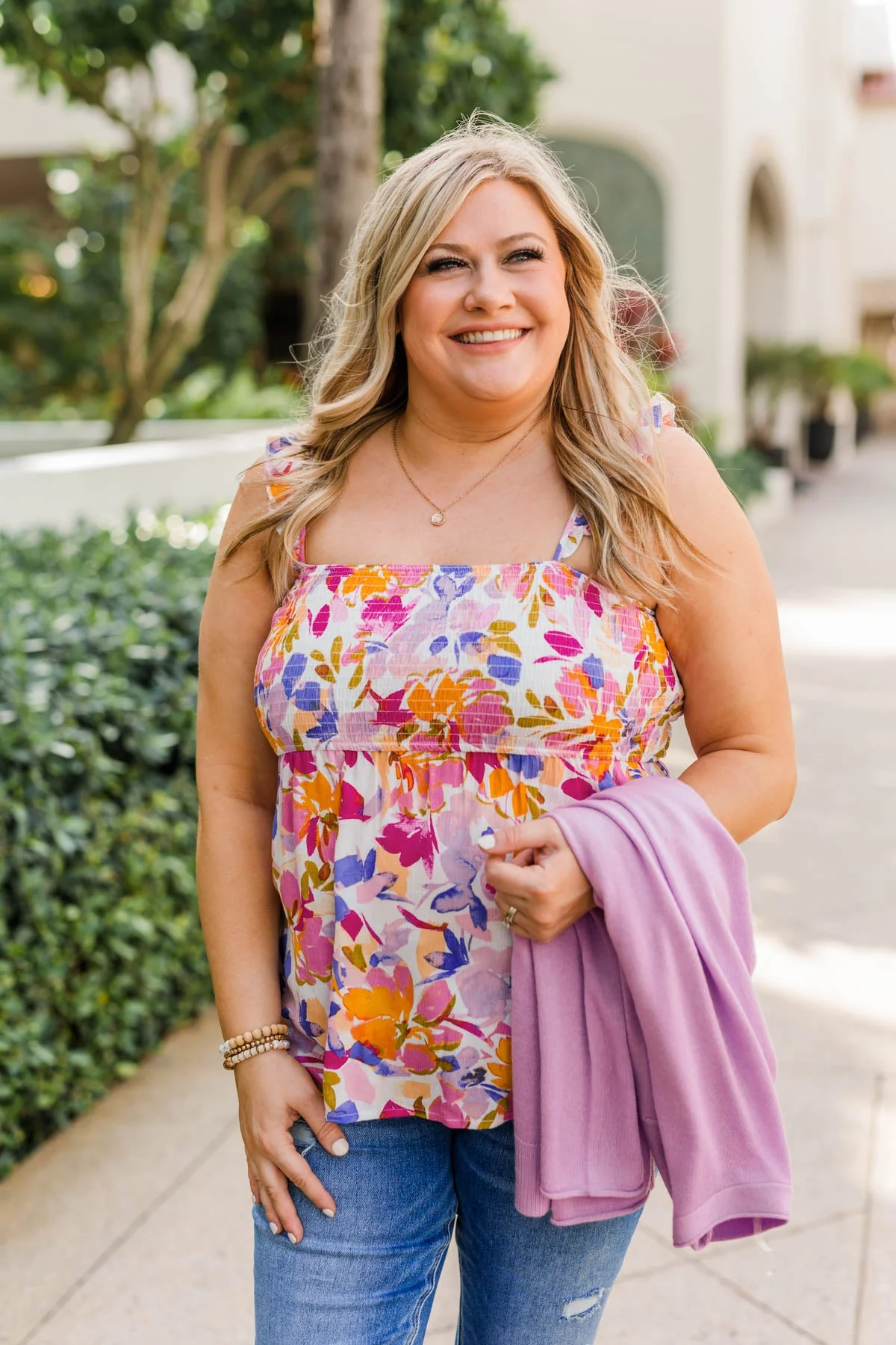 Vacation Every Day Floral Tank- Lavender - Image 3