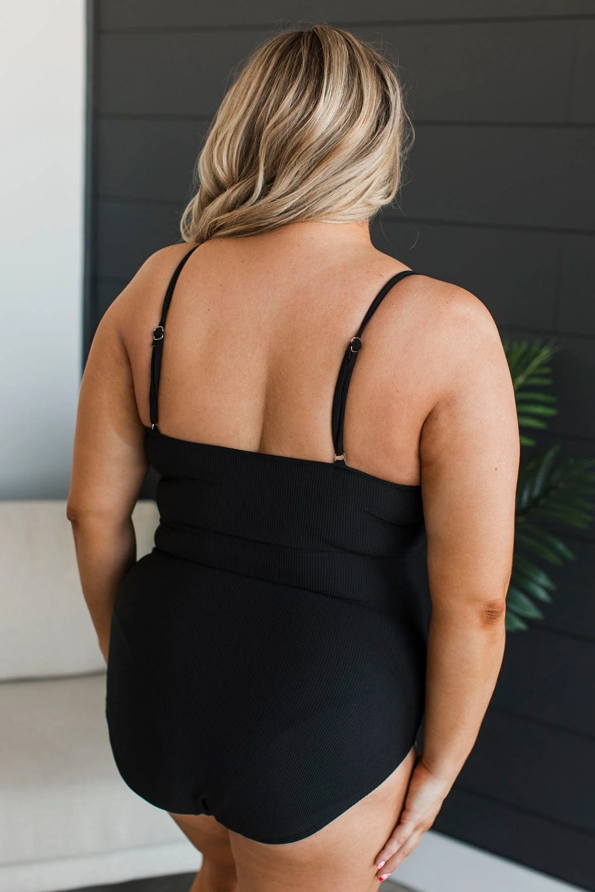 Vacation Everyday Ribbed One-Piece Swimsuit- Black - Image 8