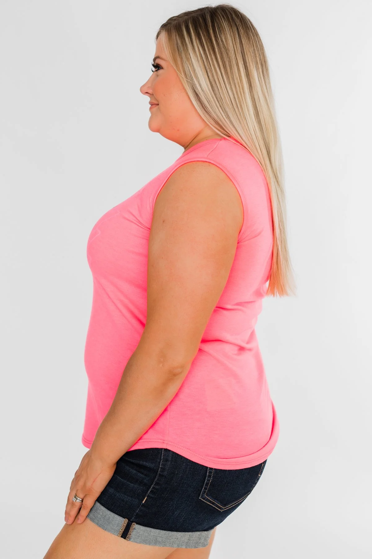 "Vacay" Graphic Tank Top- Neon Pink - Image 9