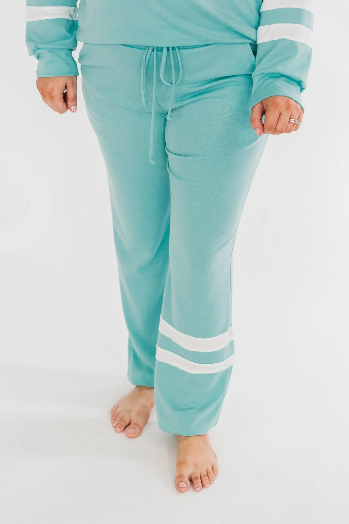 Varsity Stripe Lounge Joggers- Mint Blue - Image 3