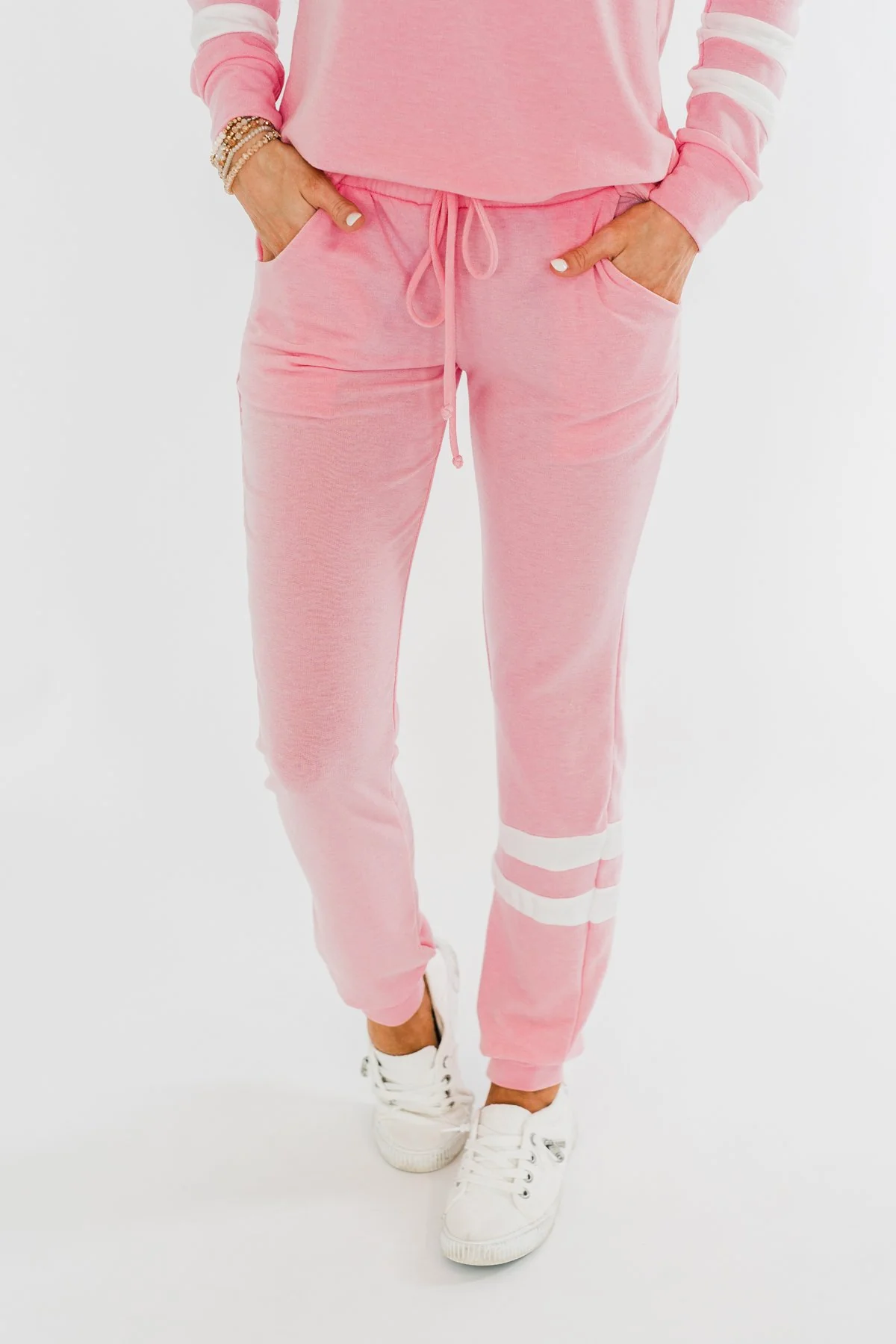 Varsity Stripe Lounge Joggers- Pink - Image 2