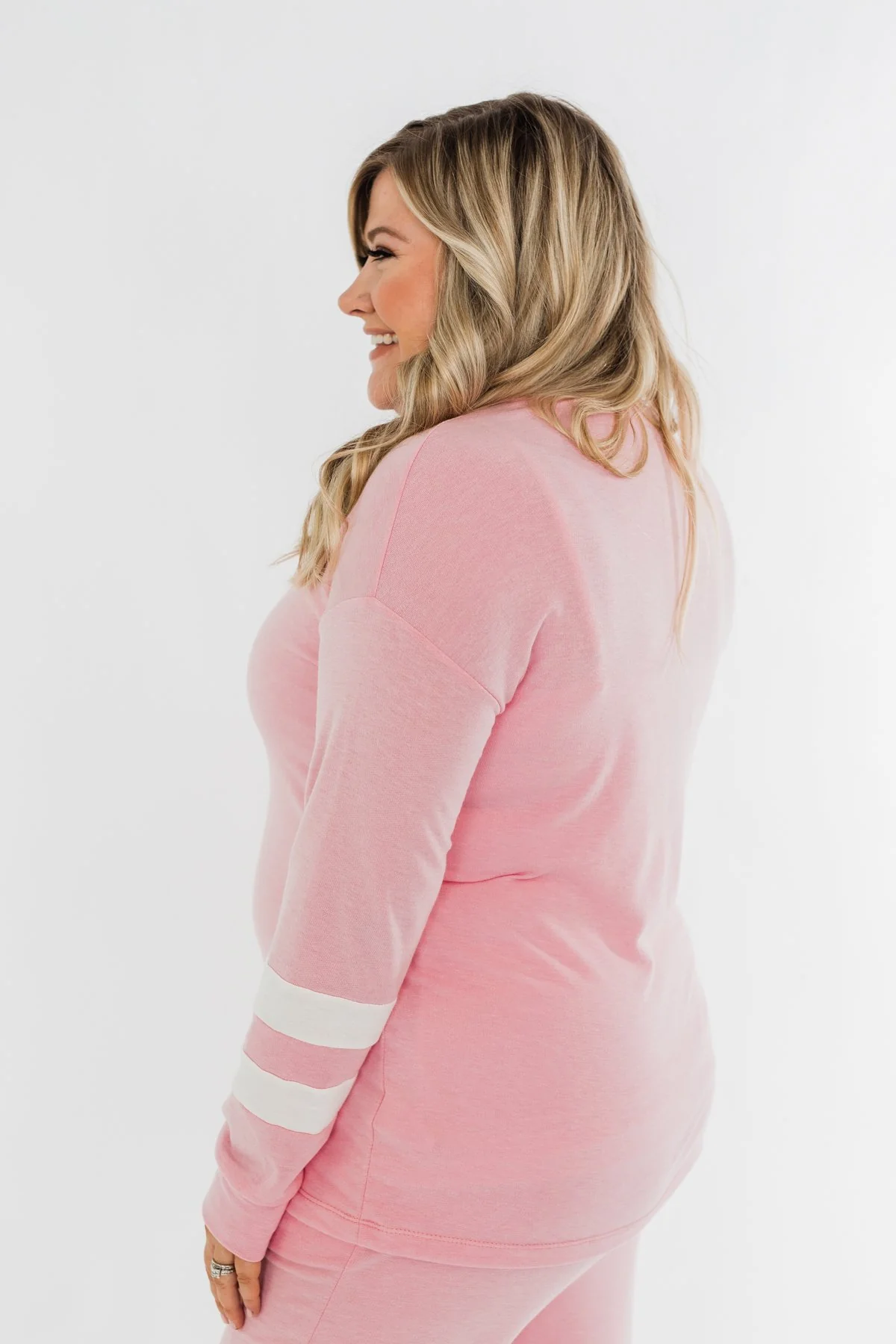 Varsity Stripe Lounge Top- Pink - Image 18