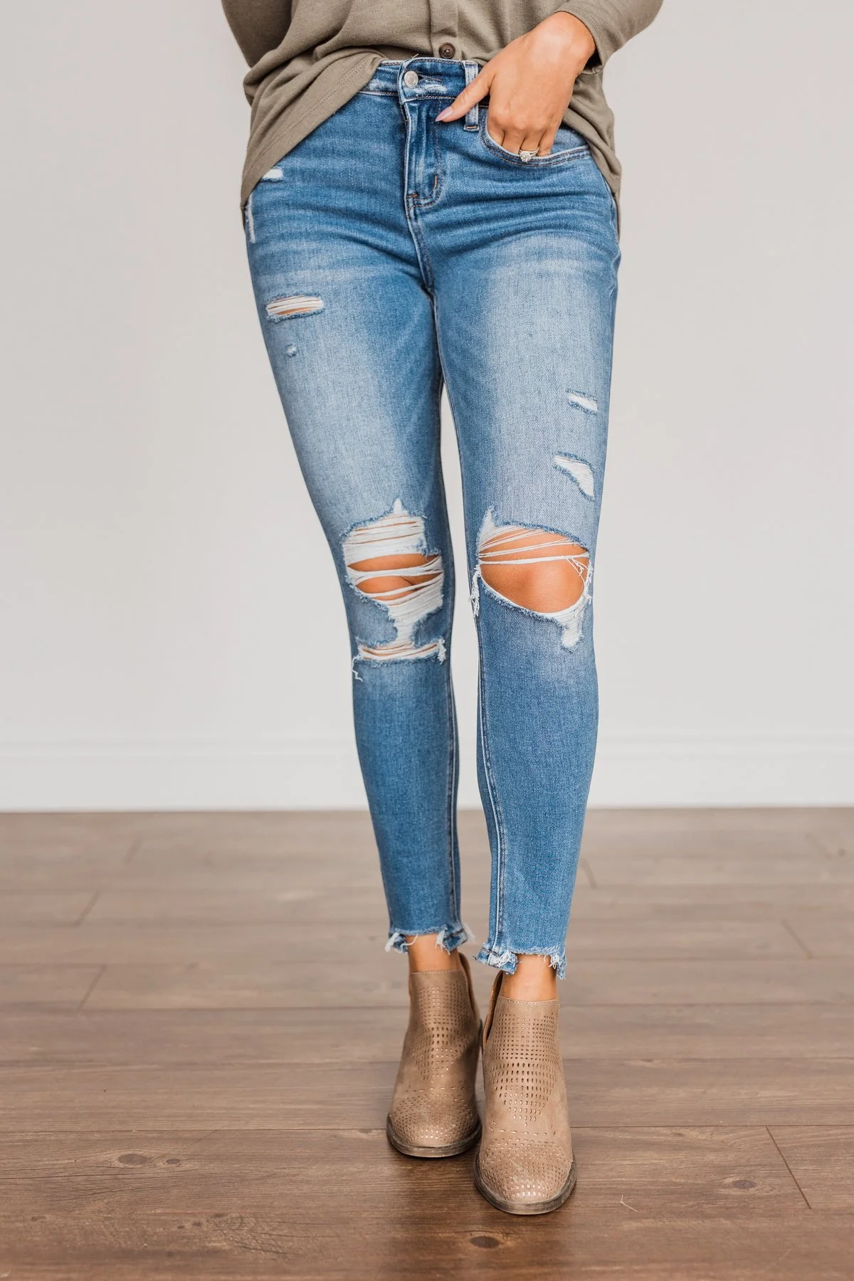 Vervet Distressed High-Rise Skinny Jeans- Willow Wash - Image 7