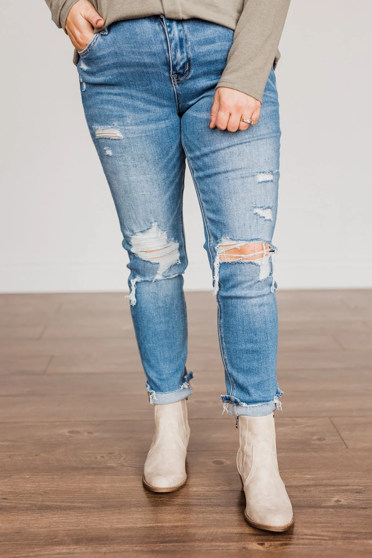 Vervet Distressed High-Rise Skinny Jeans- Willow Wash - Image 9