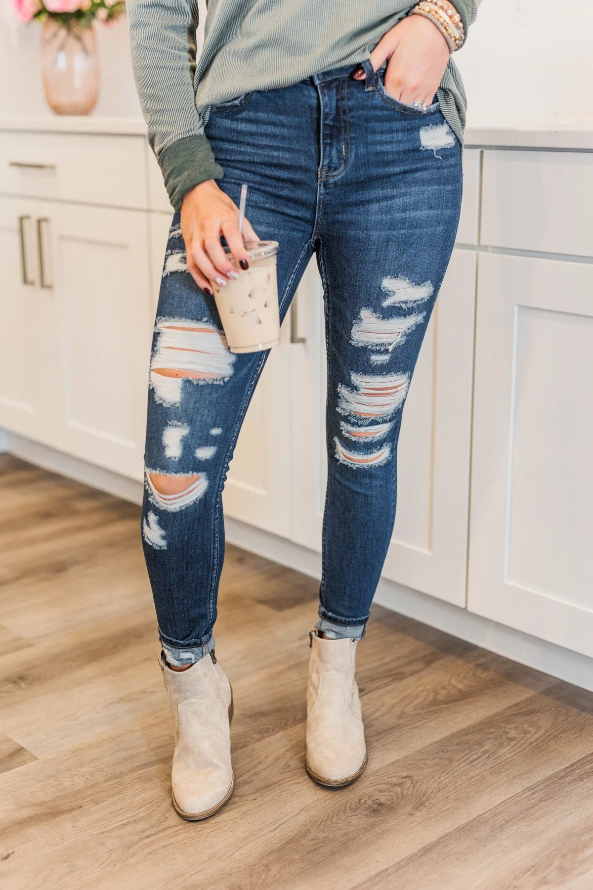 Vervet Distressed Skinny Jeans- Haylie Wash - Image 4