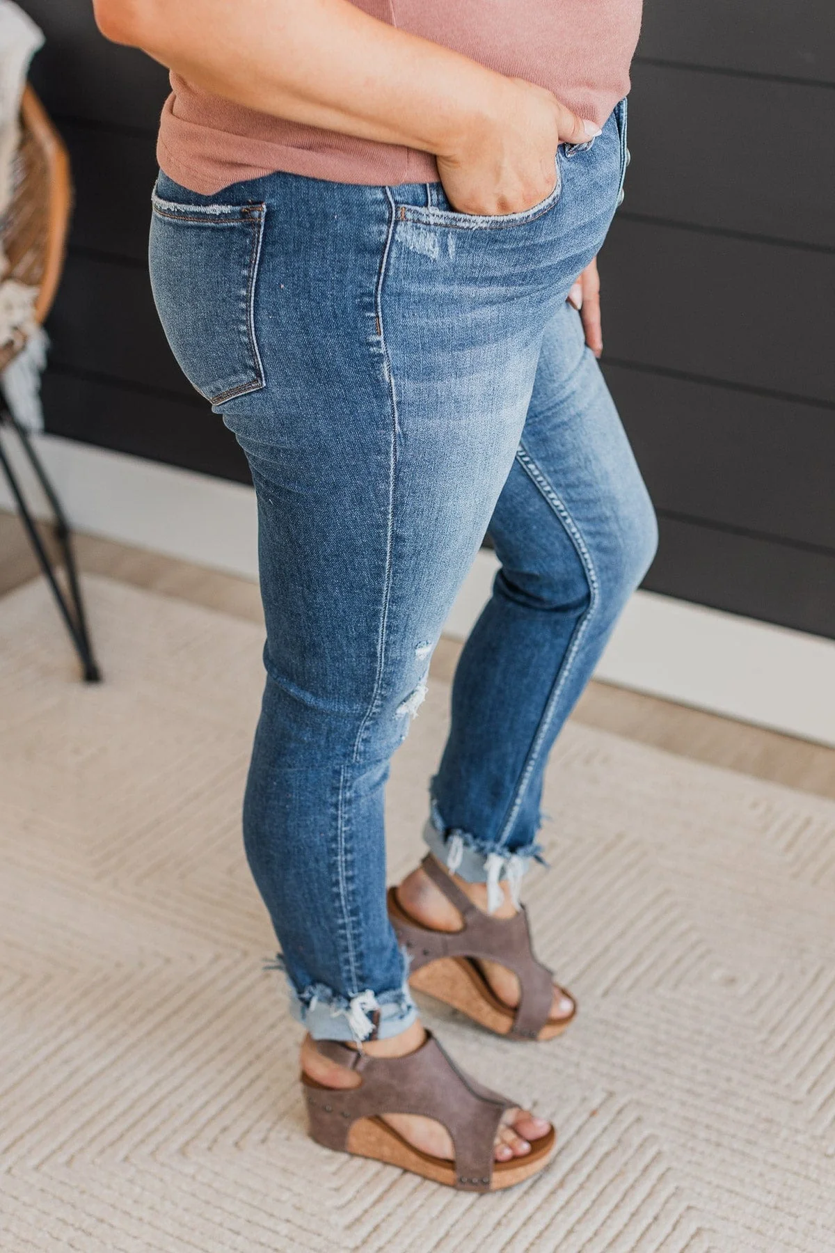 Vervet Distressed Skinny Jeans- Pearl Wash - Image 6