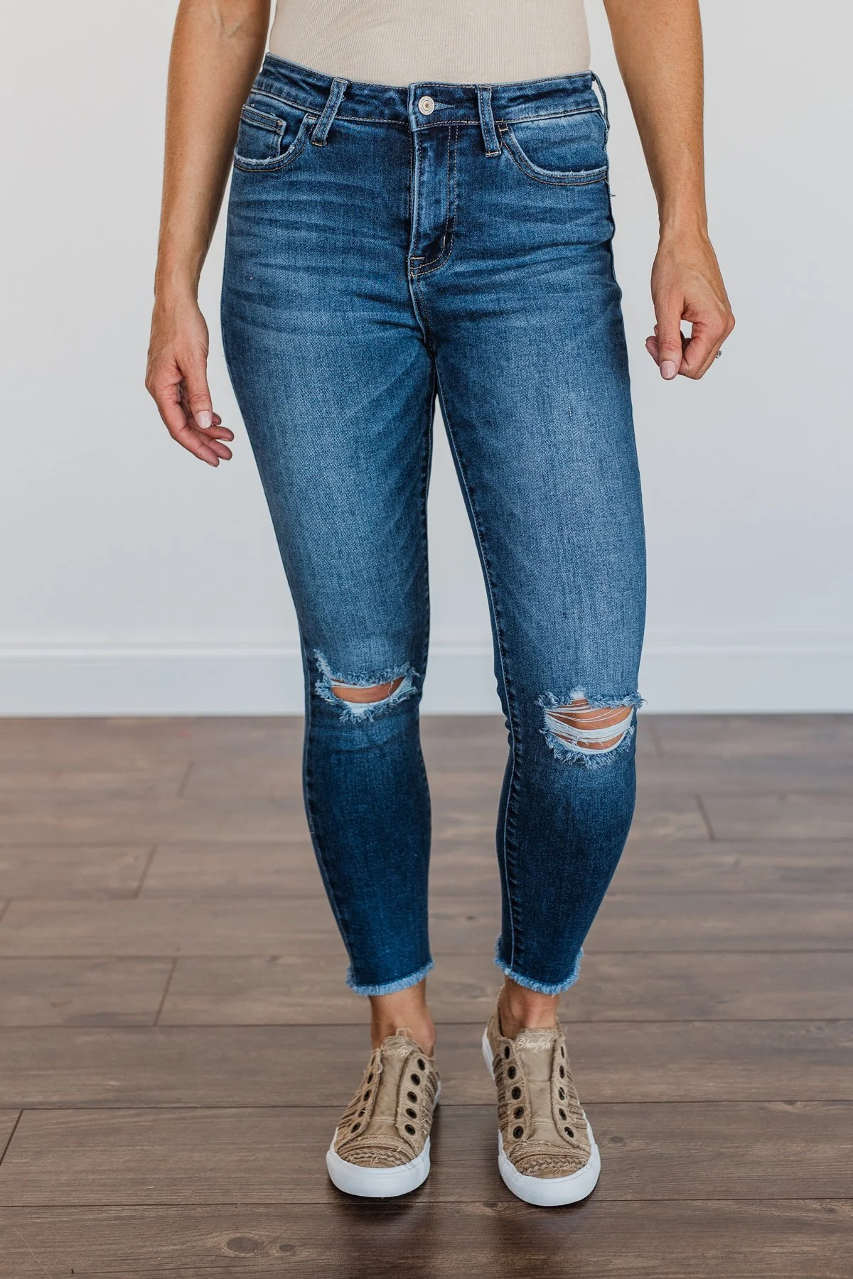 Vervet High Rise Raw Hem Skinny Jeans- Dana Wash - Image 6