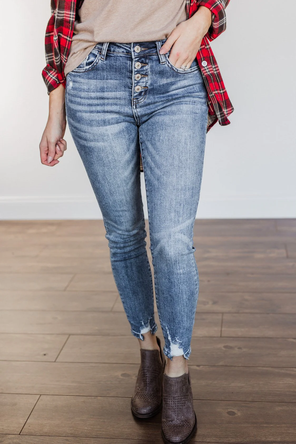 Vervet High-Rise Button Fly Skinny Jeans- Astrid Wash