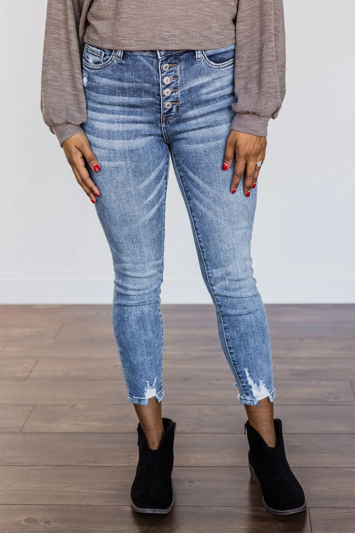 Vervet High-Rise Button Fly Skinny Jeans- Astrid Wash - Image 3