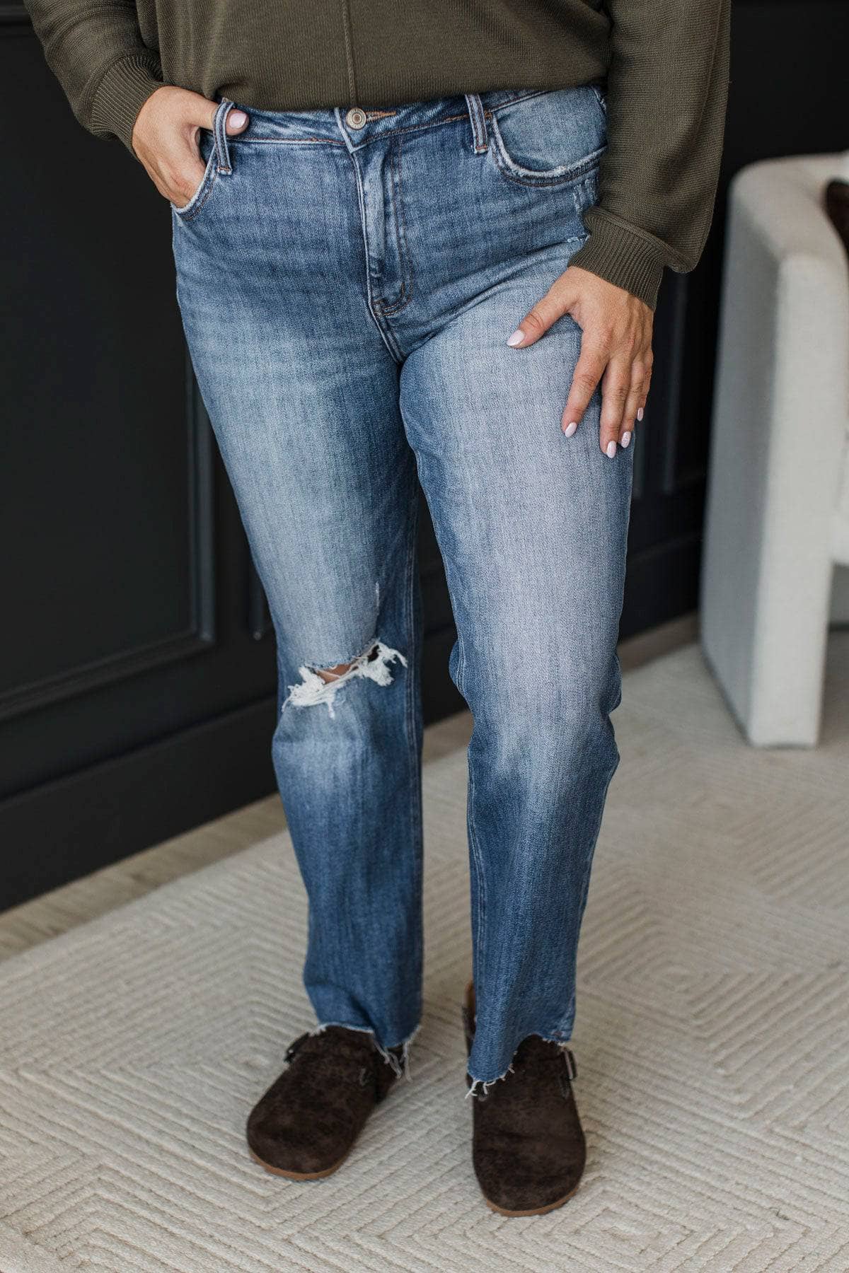Vervet Kick Flare Jeans- Vallie Wash - Image 2