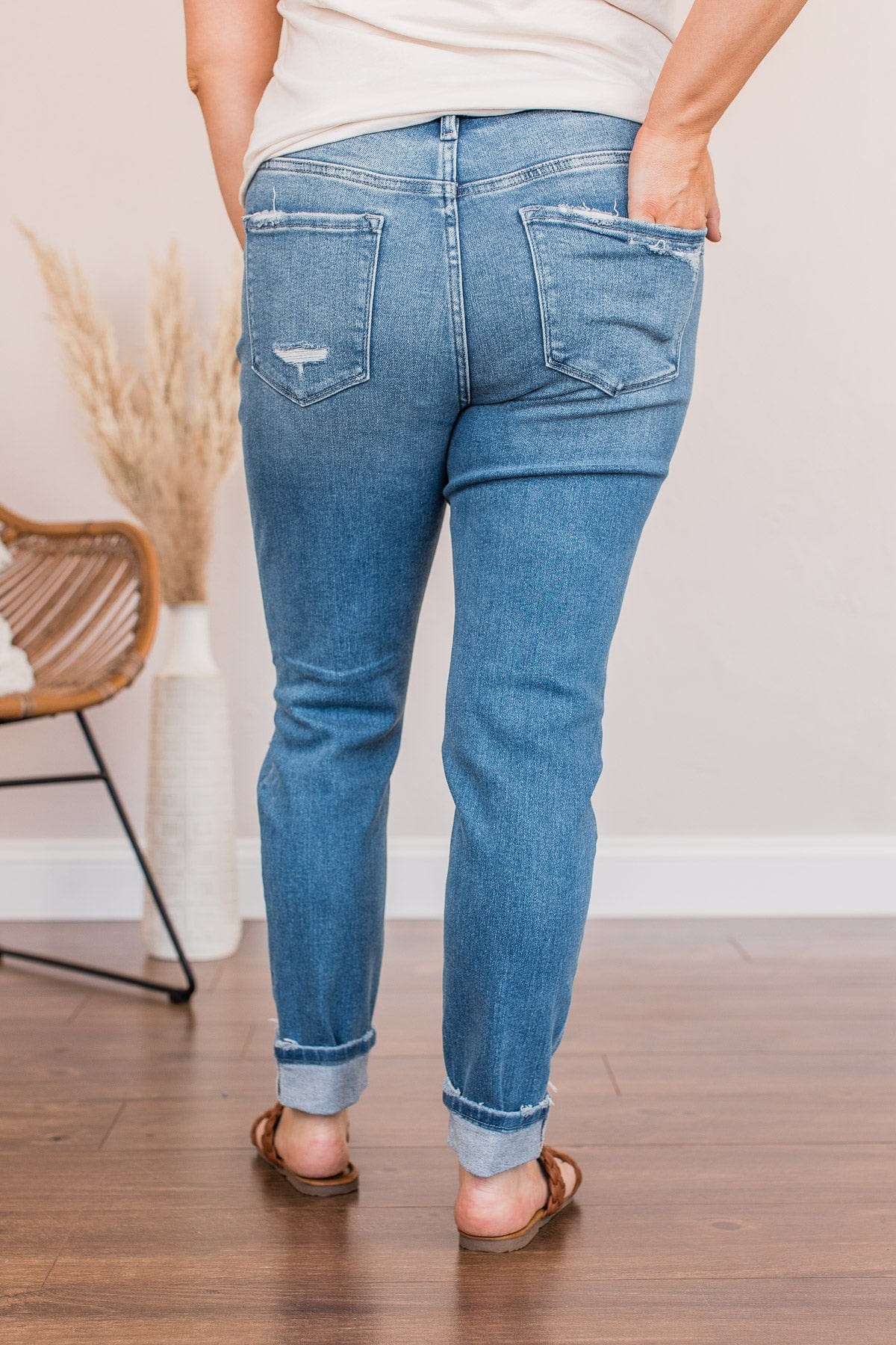 Vervet Mid-Rise Distressed Skinny Jean- Edith Wash - Image 8