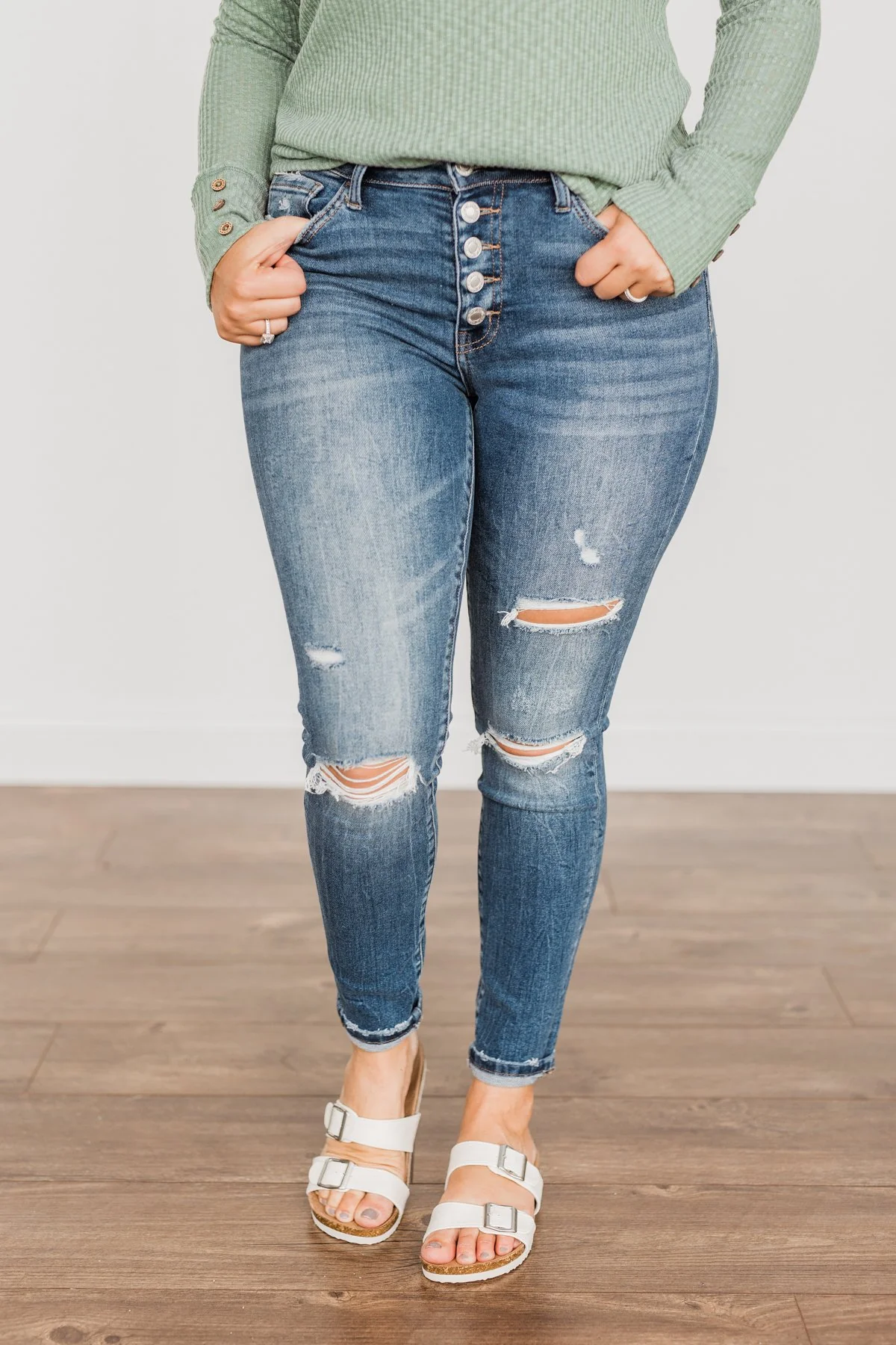 Vervet Mid-Rise Skinny Jeans- Karina Wash - Image 2