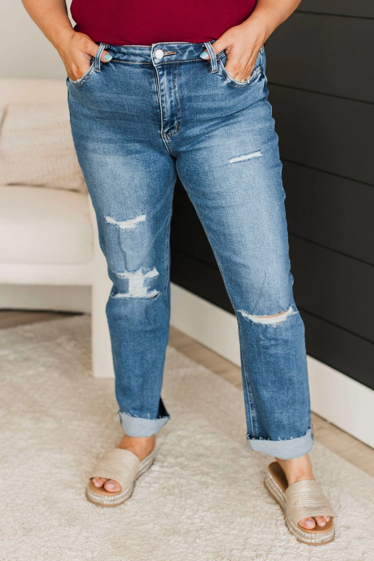 Vervet Slim Straight Jeans- Freida Wash - Image 4