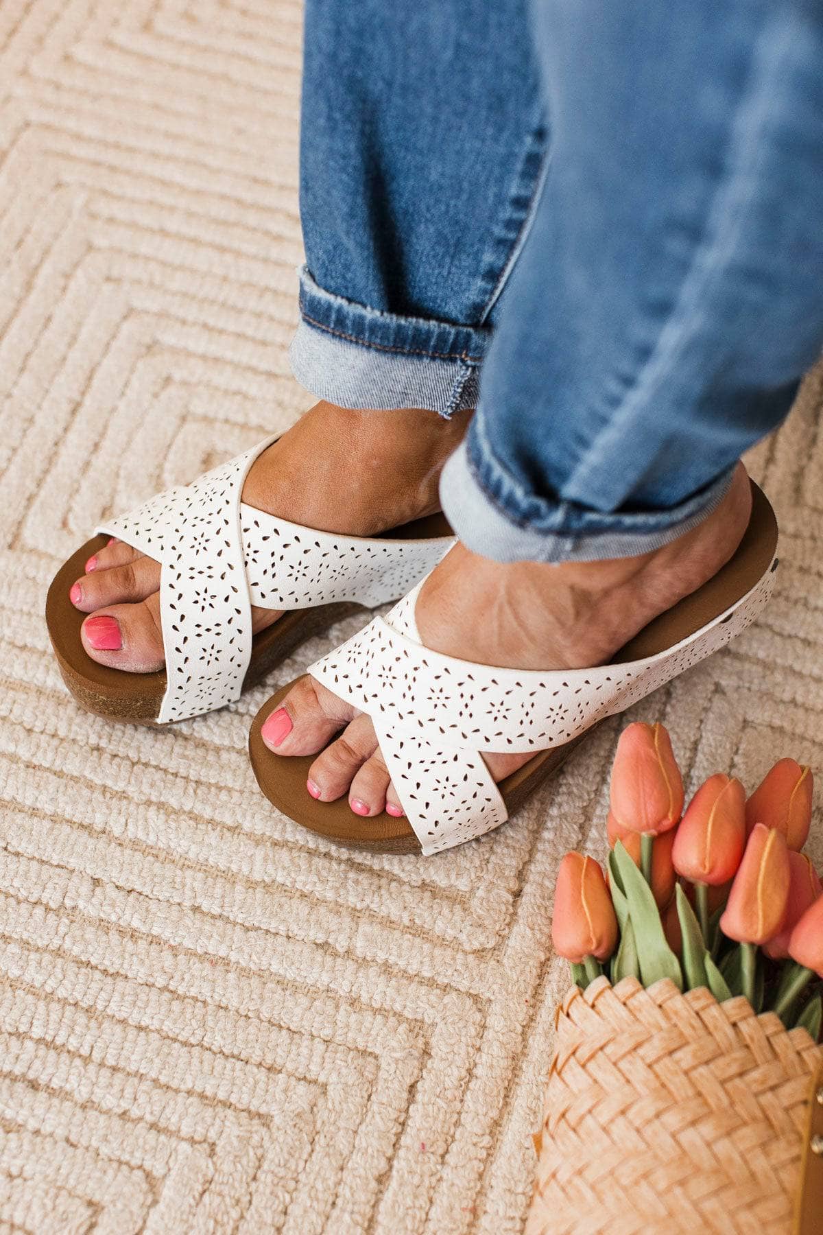 Very G Capri Sandals- White