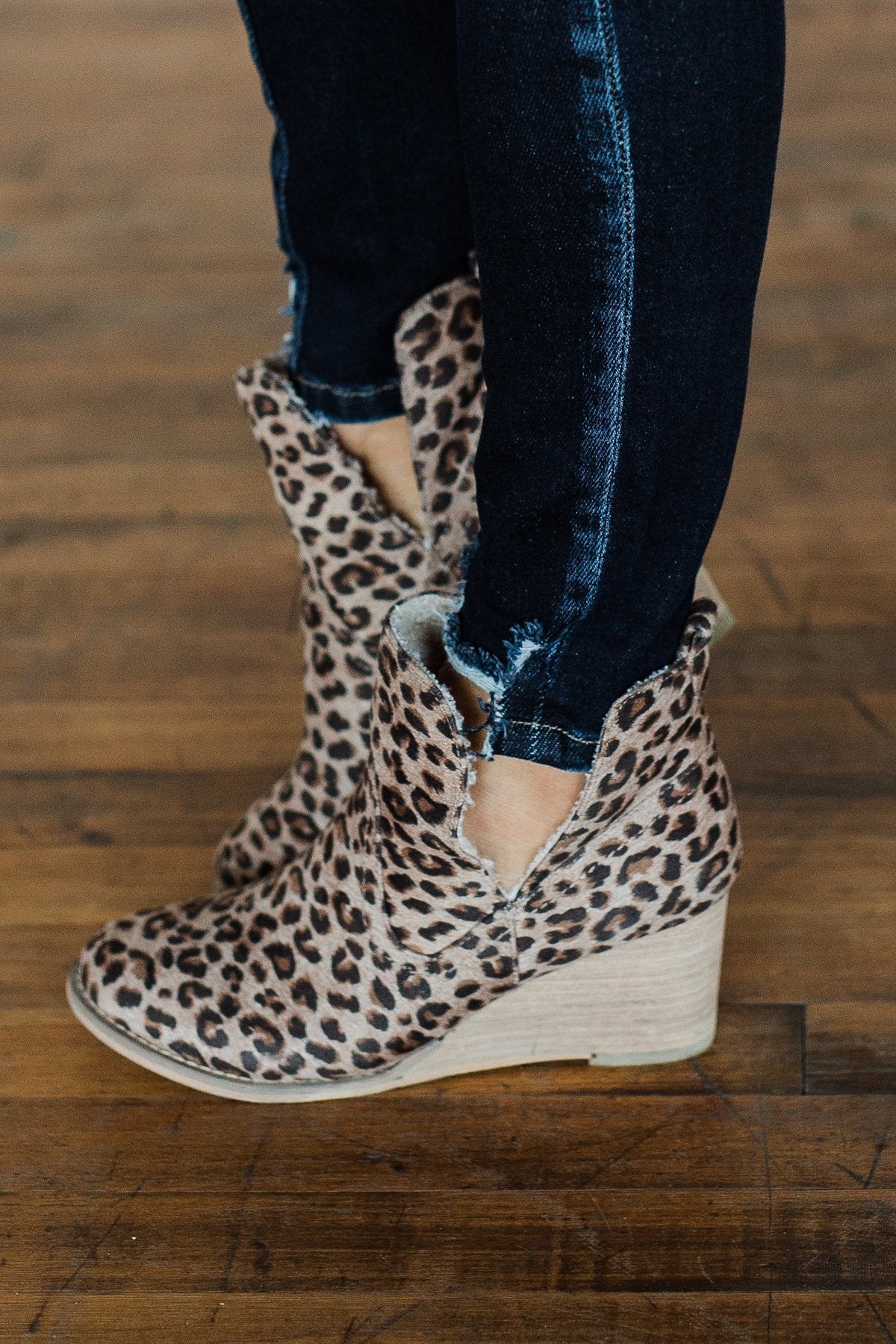Very G Erika Wedge Booties- Leopard - Image 4