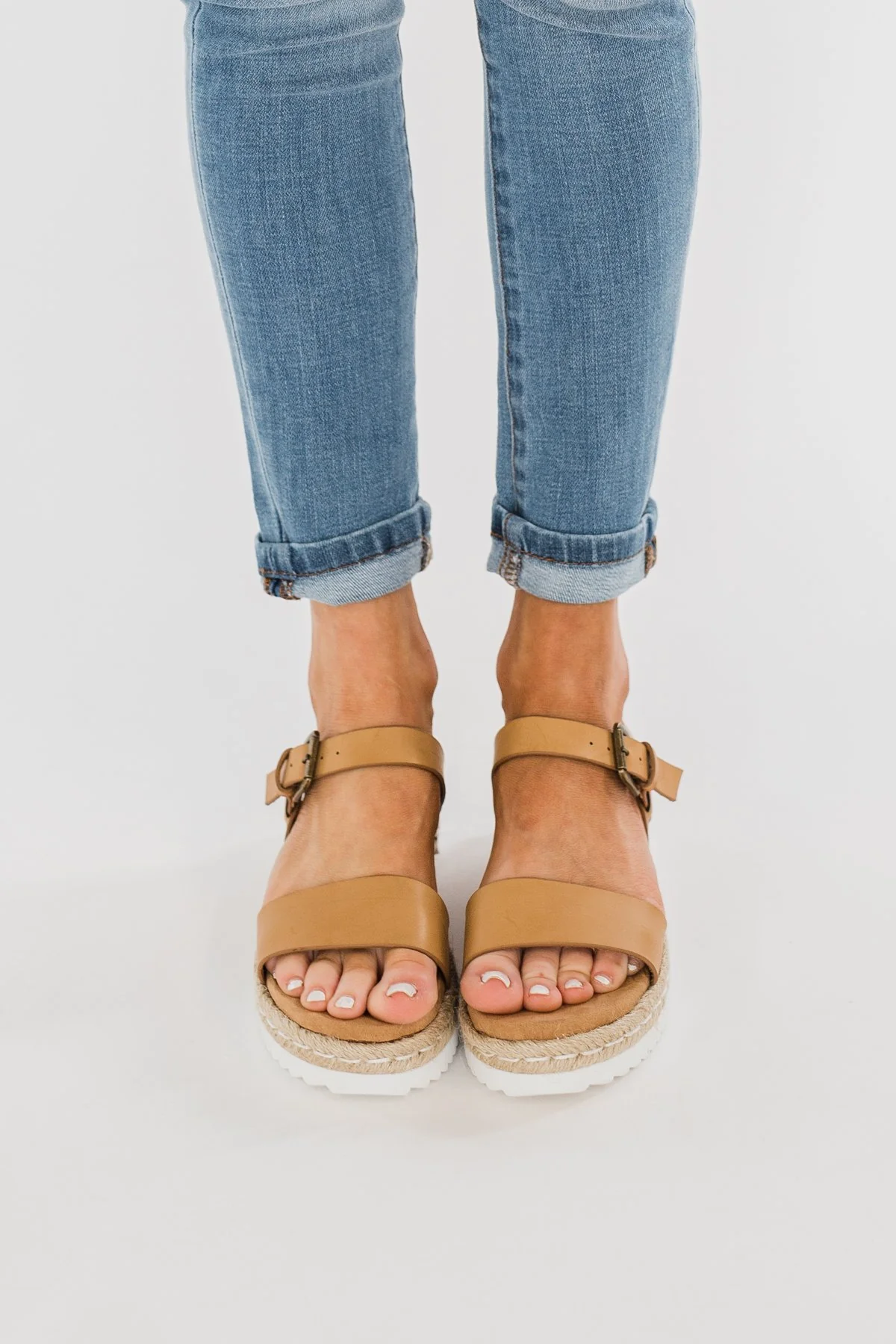 Very G Glossy Platform Sandals- Nude - Image 4
