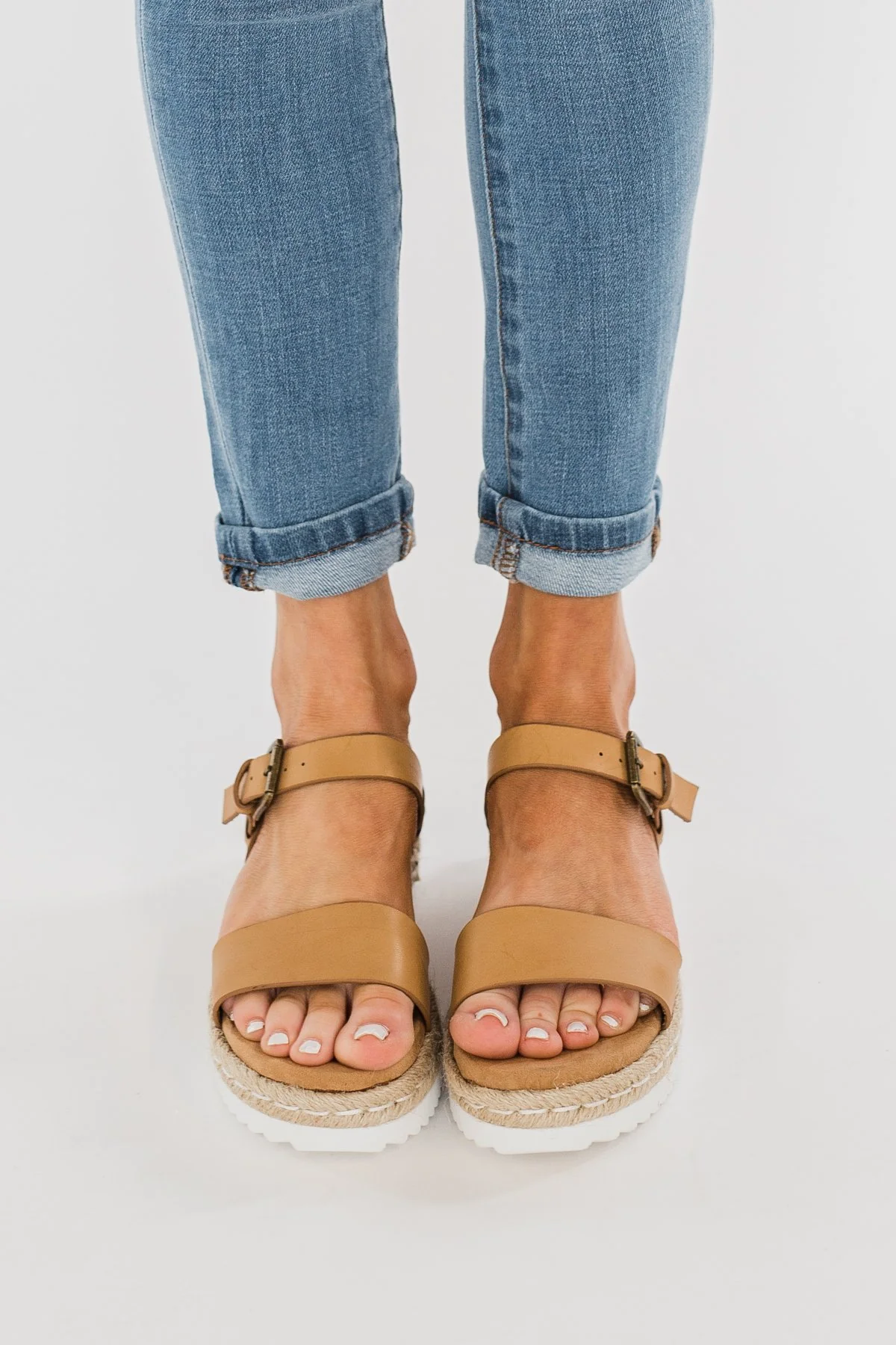Very G Glossy Platform Sandals- Nude - Image 5