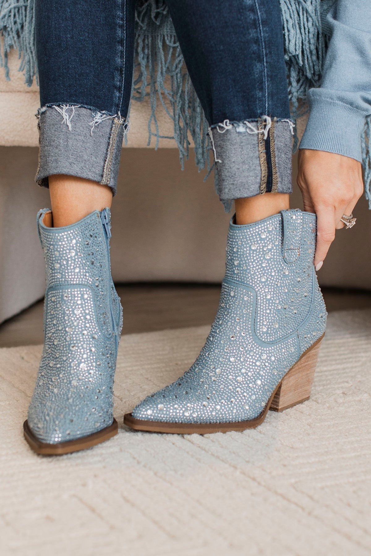 Very G Kady Denim Boots- Blue - Image 4
