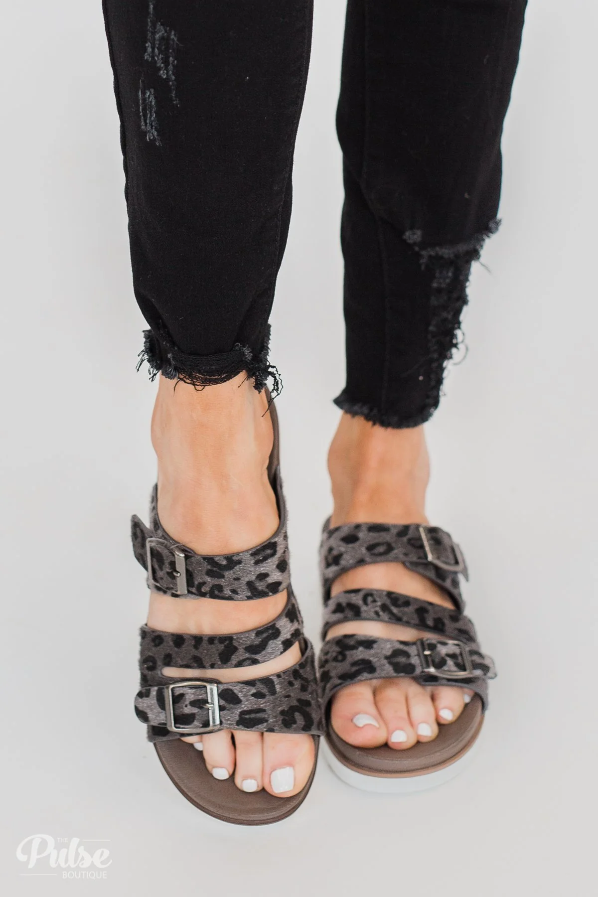 Very G Wild Side Leopard Sandals- Grey - Image 2