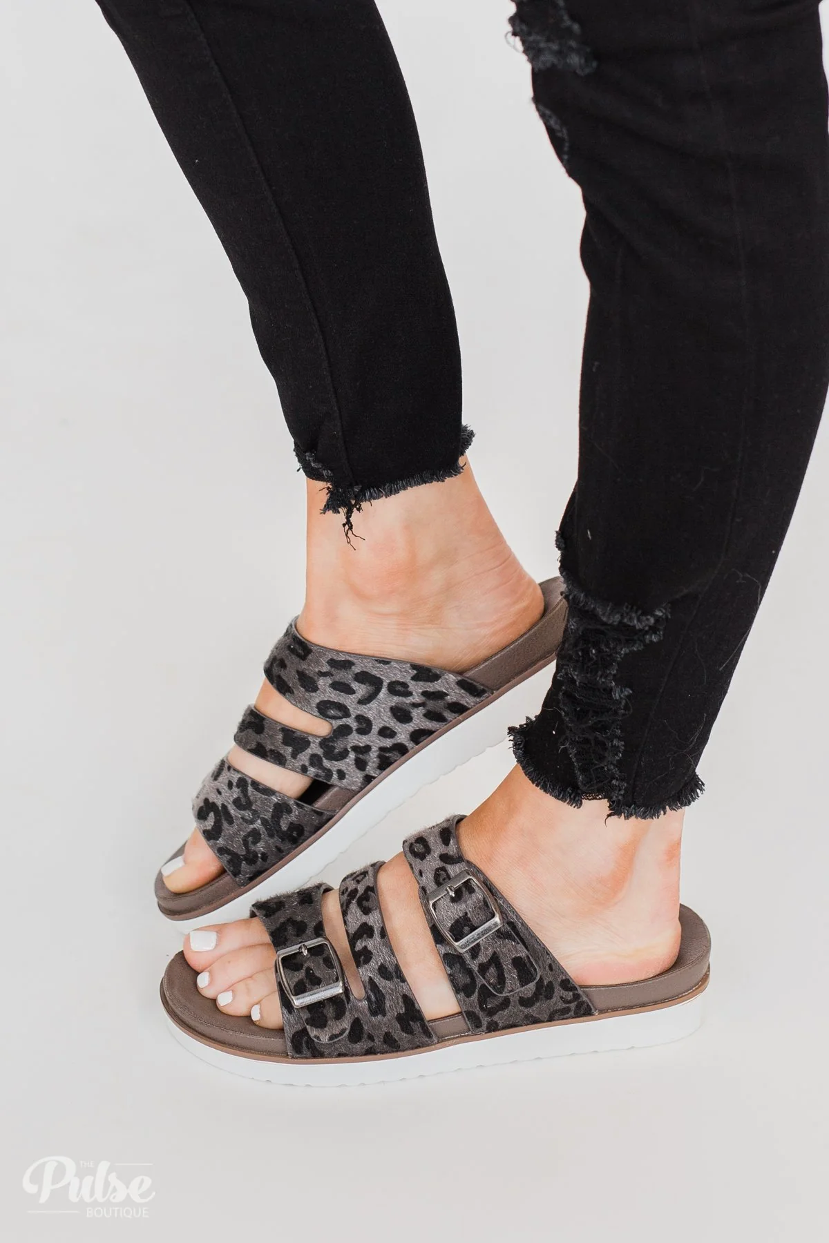 Very G Wild Side Leopard Sandals- Grey - Image 4