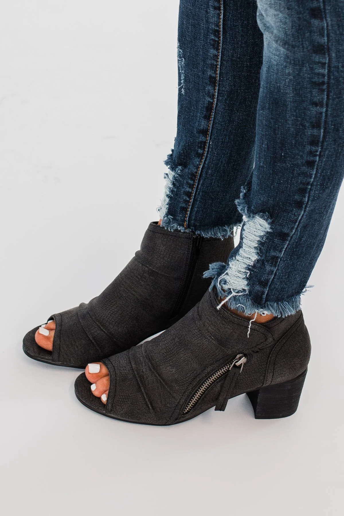 Very G Wonderluet Peep Toe Booties- Black - Image 2