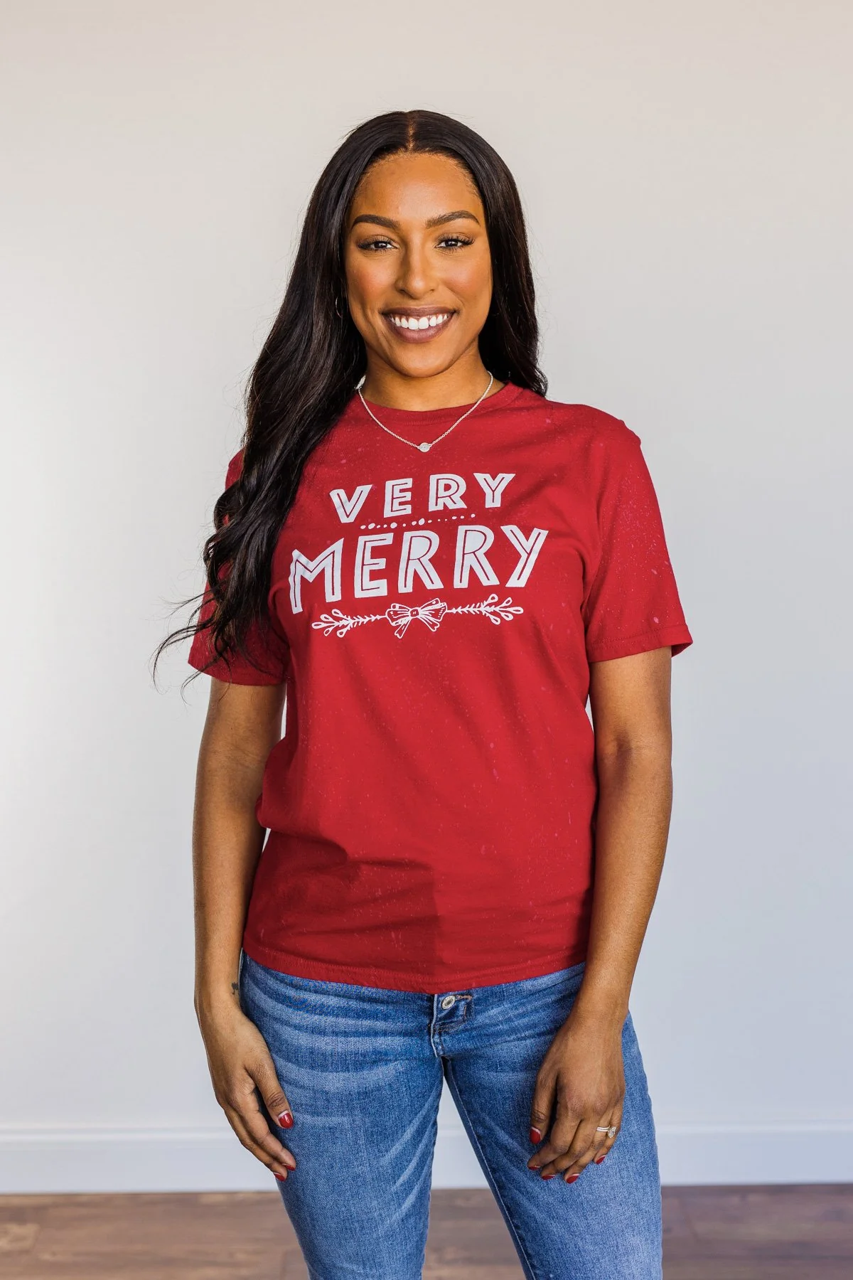 "Very Merry" Graphic Tee- Red - Image 5