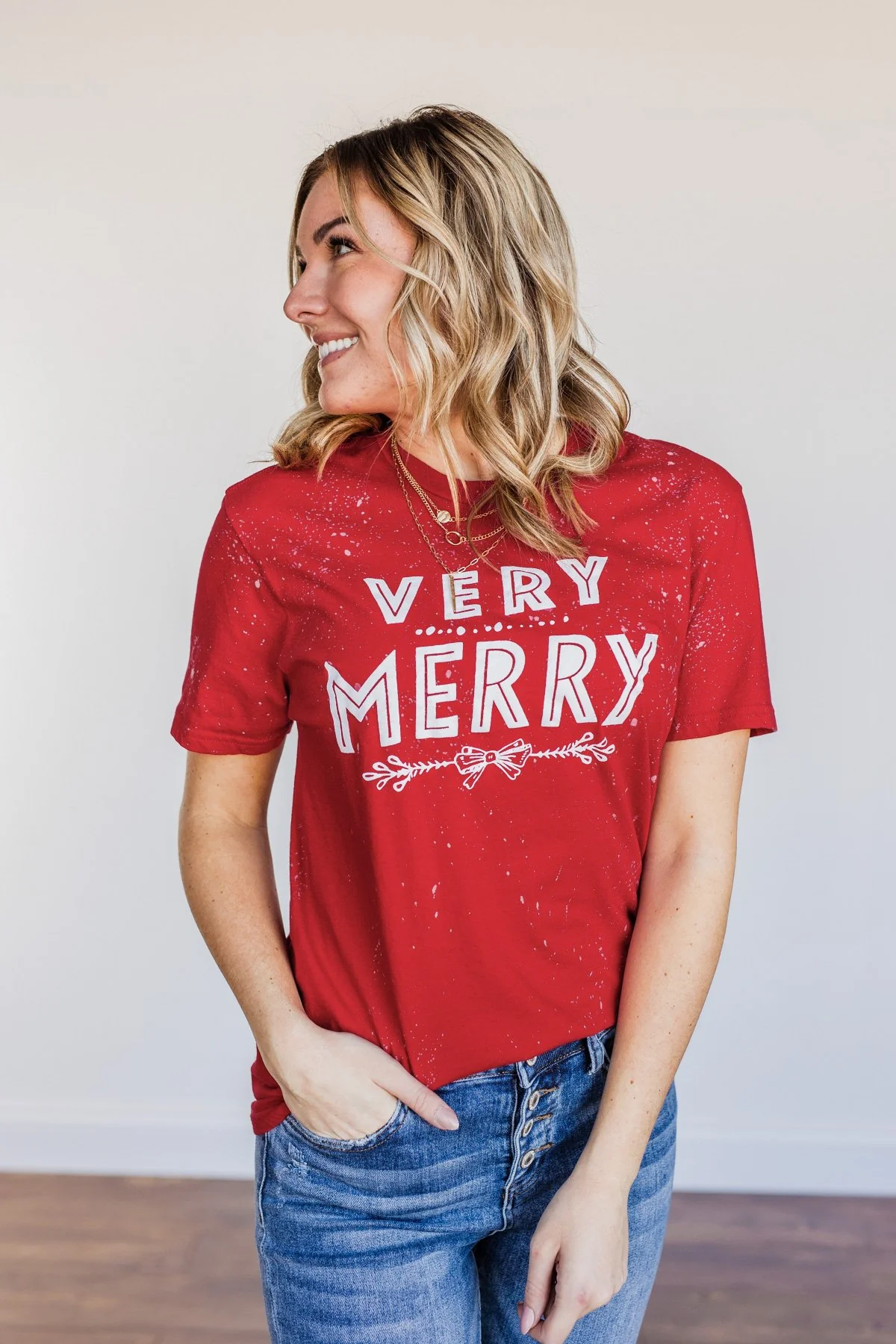 "Very Merry" Graphic Tee- Red - Image 7