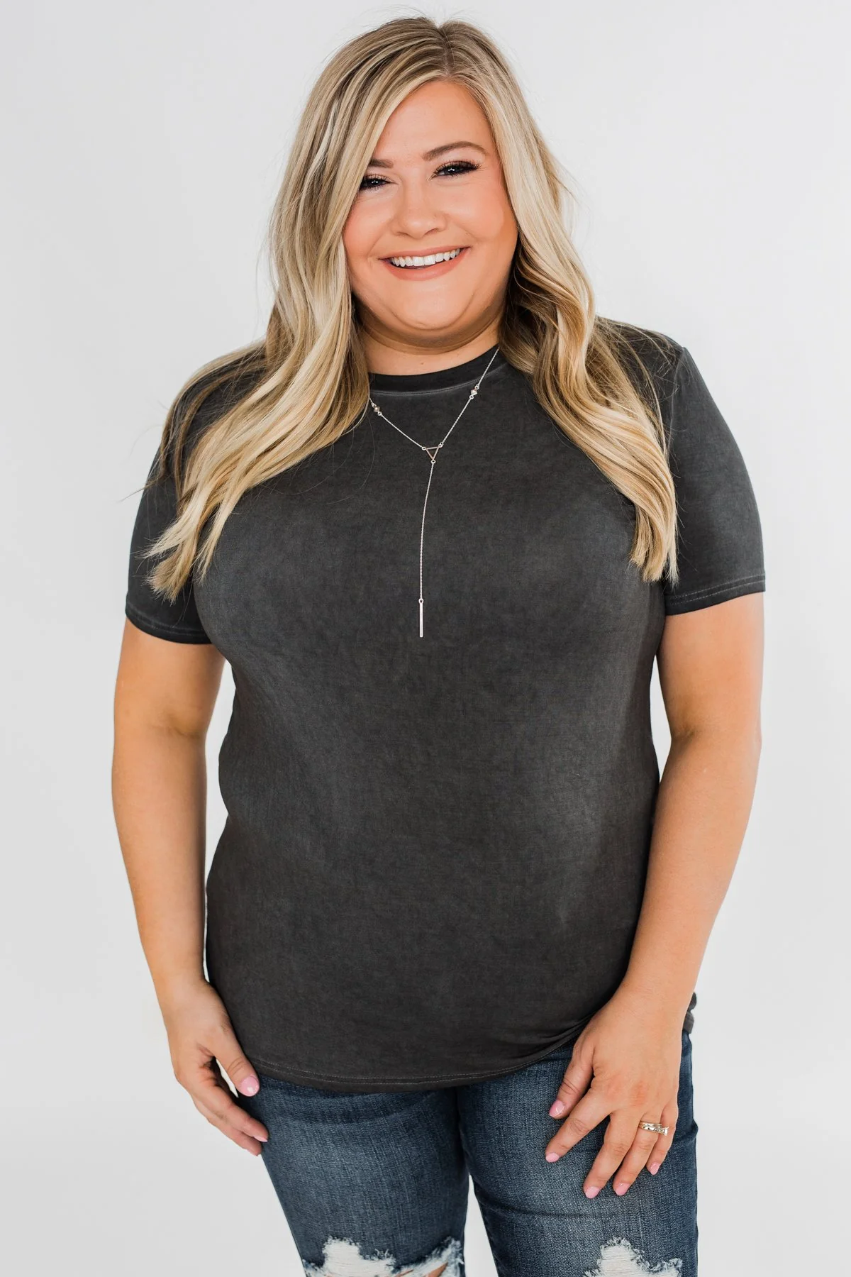 Vintage Beauty Short Sleeve Top- Charcoal - Image 2