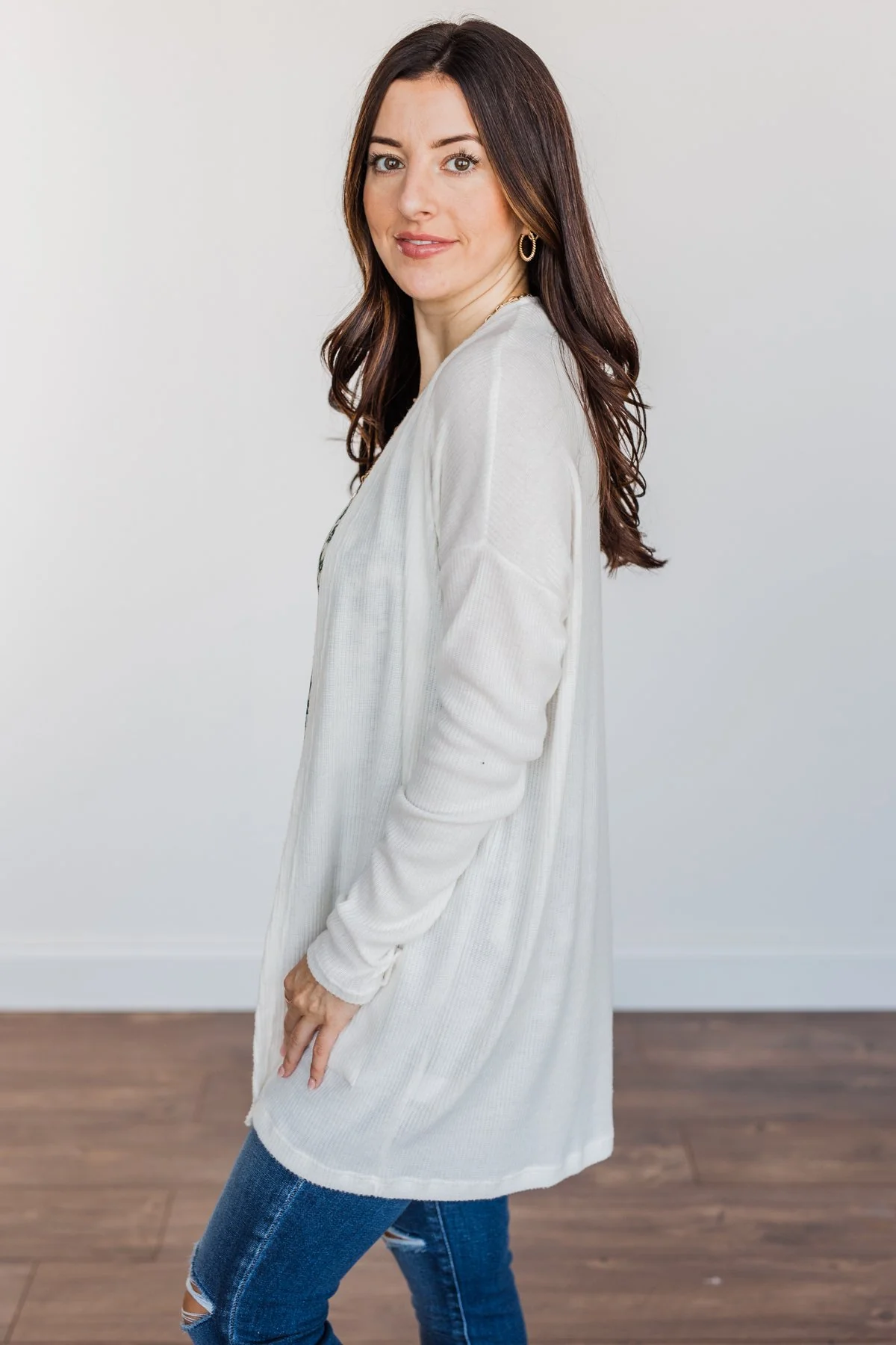 Vision Of Love Ribbed Knit Cardigan- Ivory - Image 6