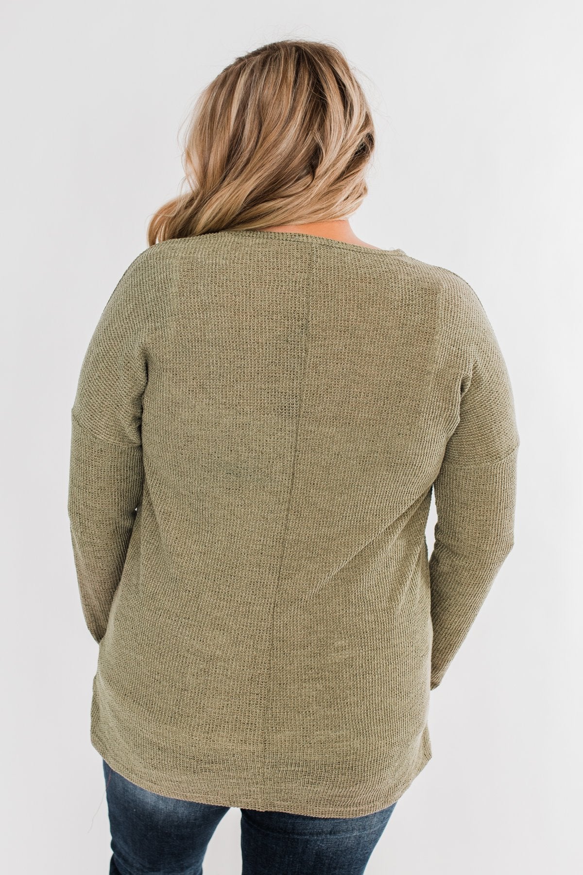 Simple As Can Be Knitted Top- Olive - Image 10