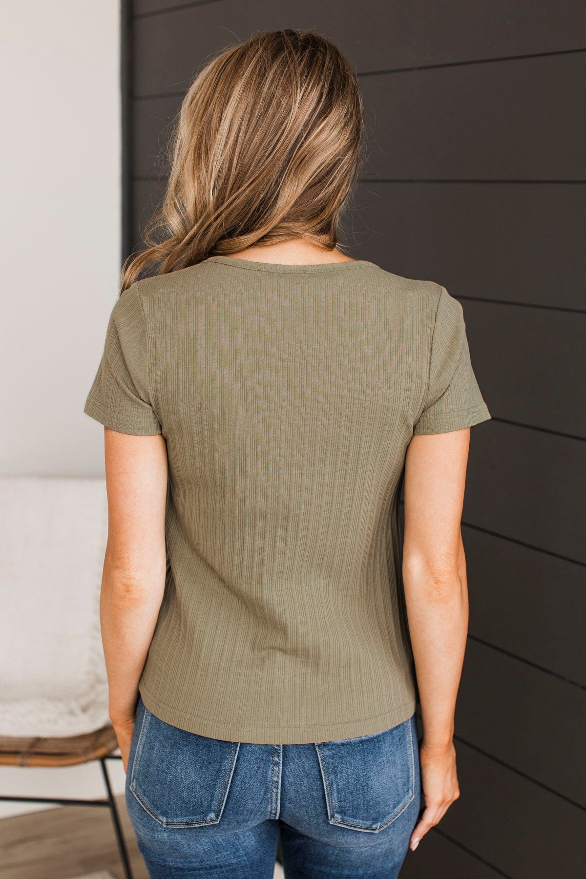 Waiting For My Invite Button Top- Olive - Image 7