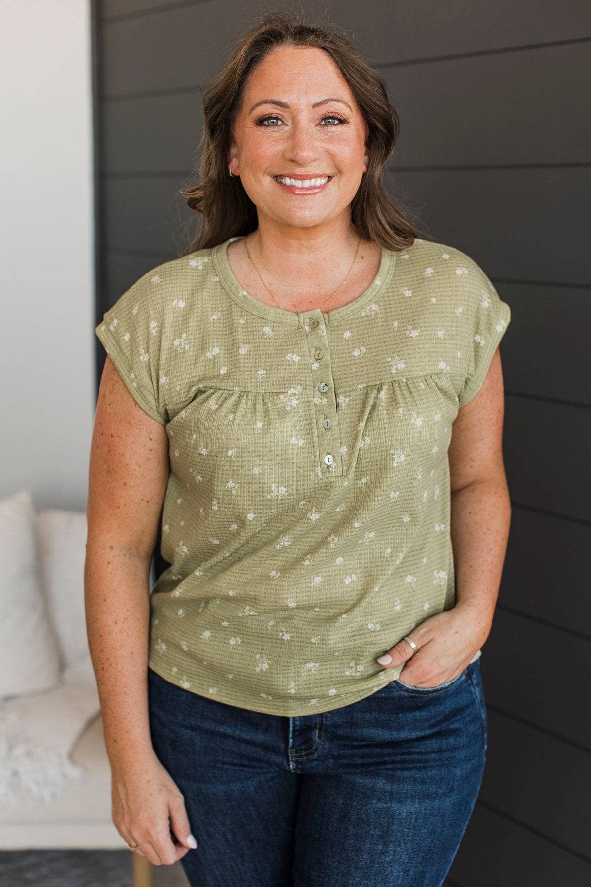 Waiting For Something Great Floral Top- Sage - Image 3