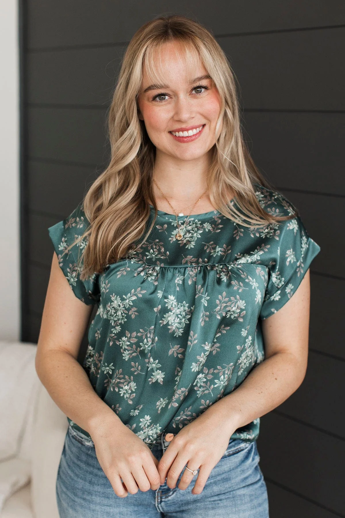 Waiting For Tomorrow Floral Top- Teal - Image 3
