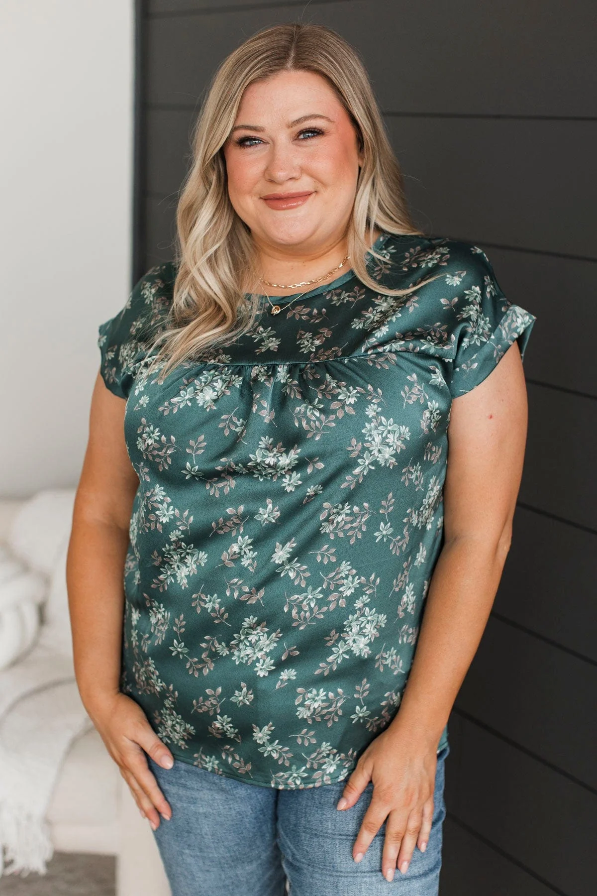 Waiting For Tomorrow Floral Top- Teal - Image 4