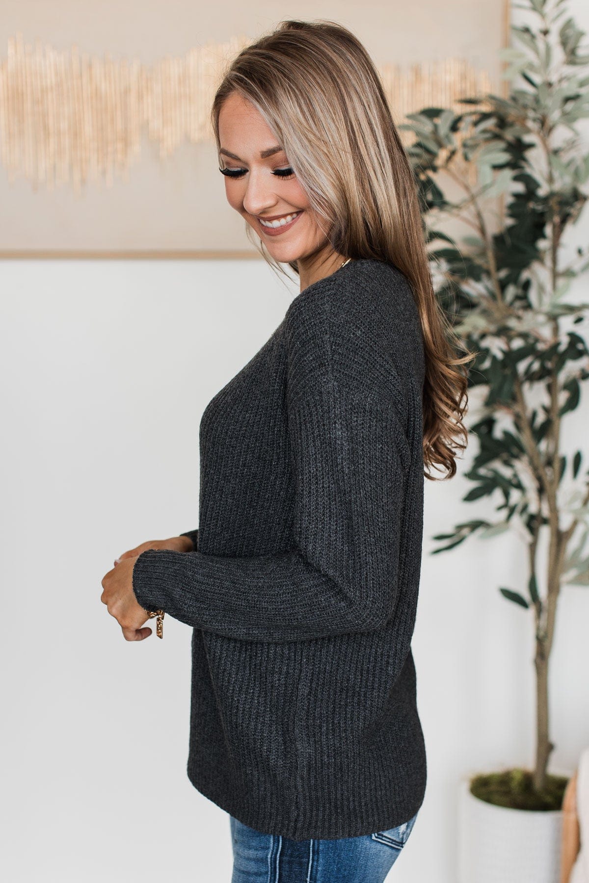 Waiting For Winter Knit Sweater- Charcoal - Image 5