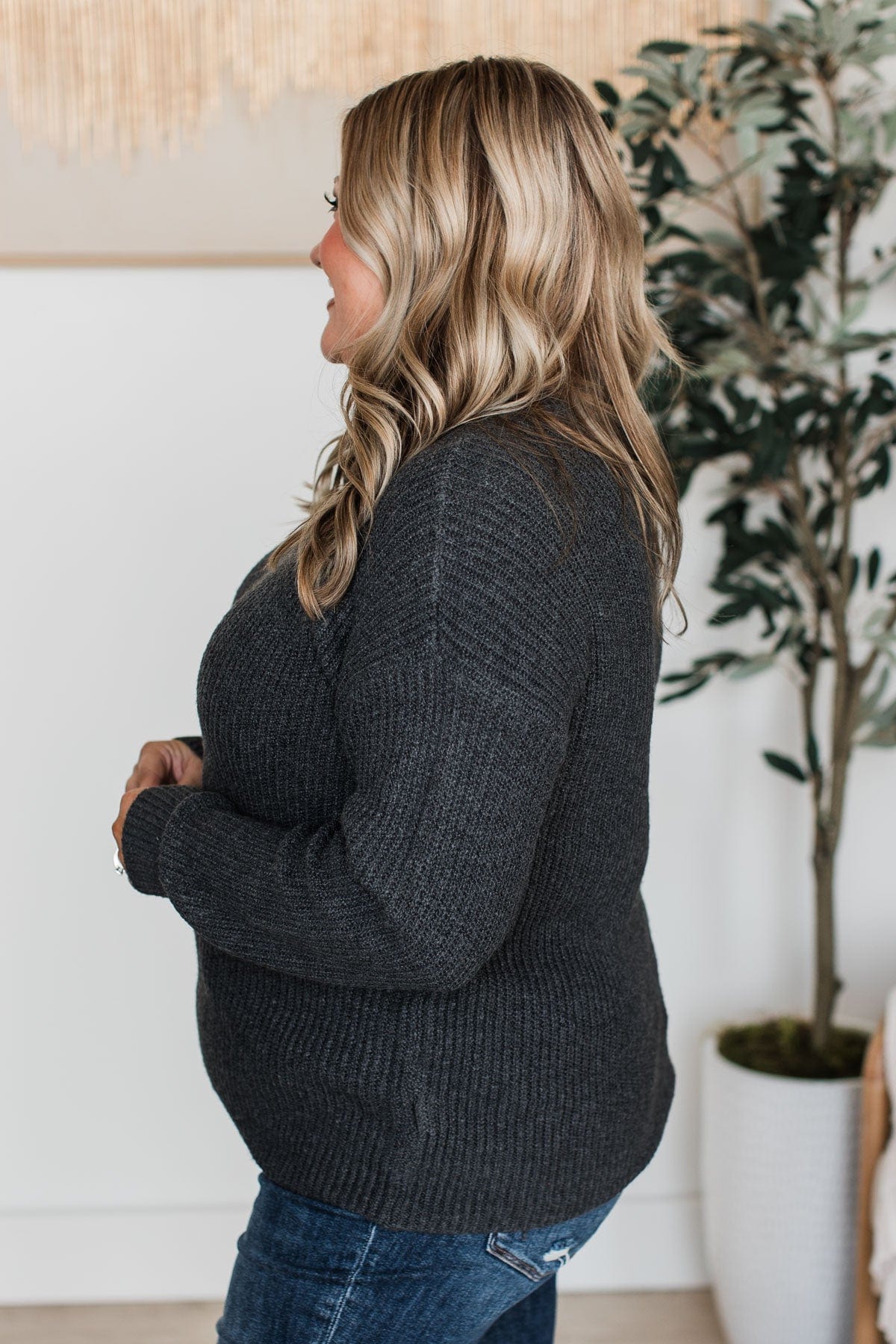 Waiting For Winter Knit Sweater- Charcoal - Image 6
