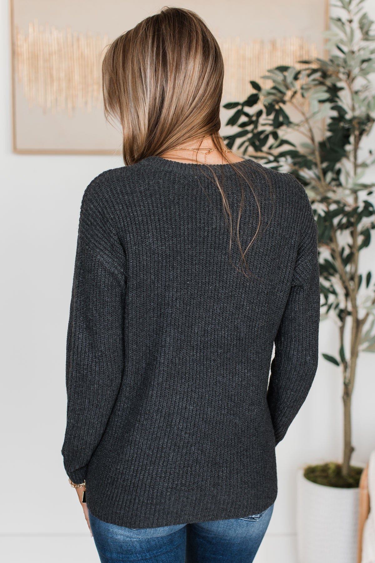 Waiting For Winter Knit Sweater- Charcoal - Image 8