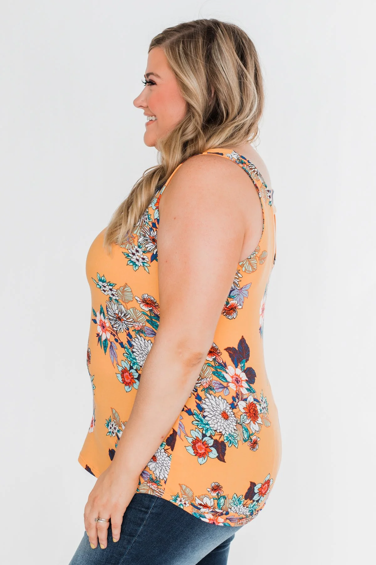 Waiting For You Floral Tank Top- Light Orange - Image 8