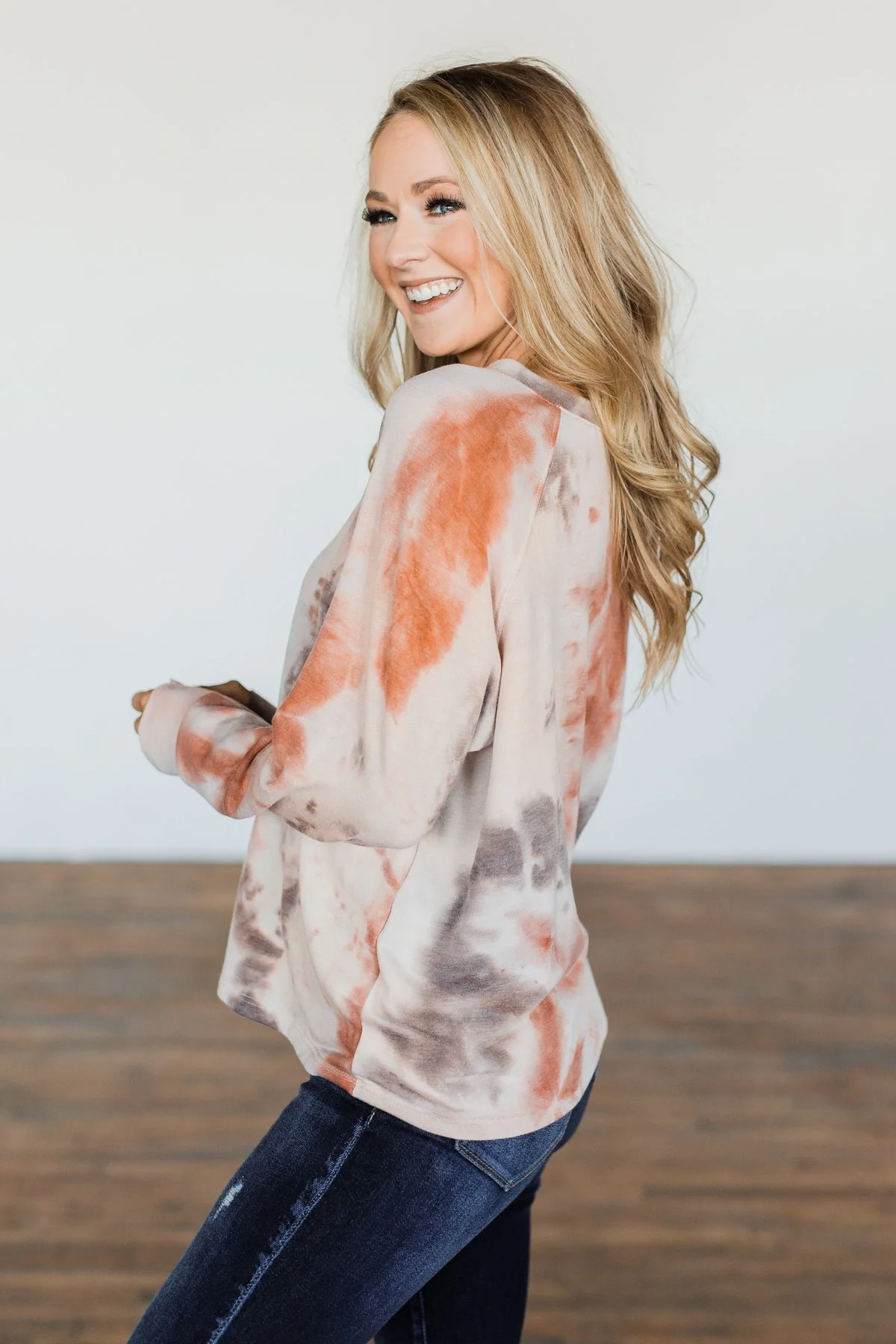 Waiting For Your Love Tie Dye Top- Beige, Rust, & Taupe - Image 14