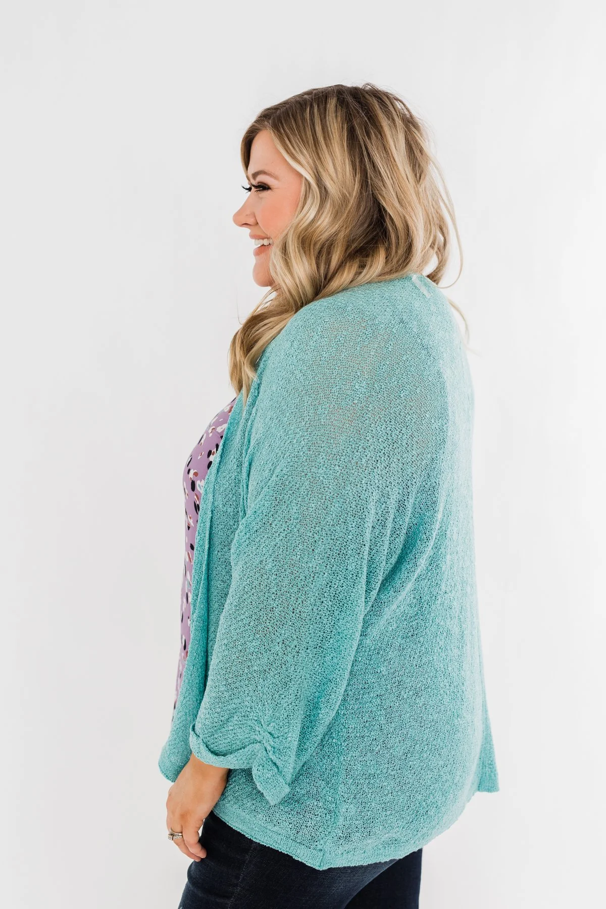 Waiting On A Miracle Knitted Cardigan- Deep Aqua Blue - Image 7