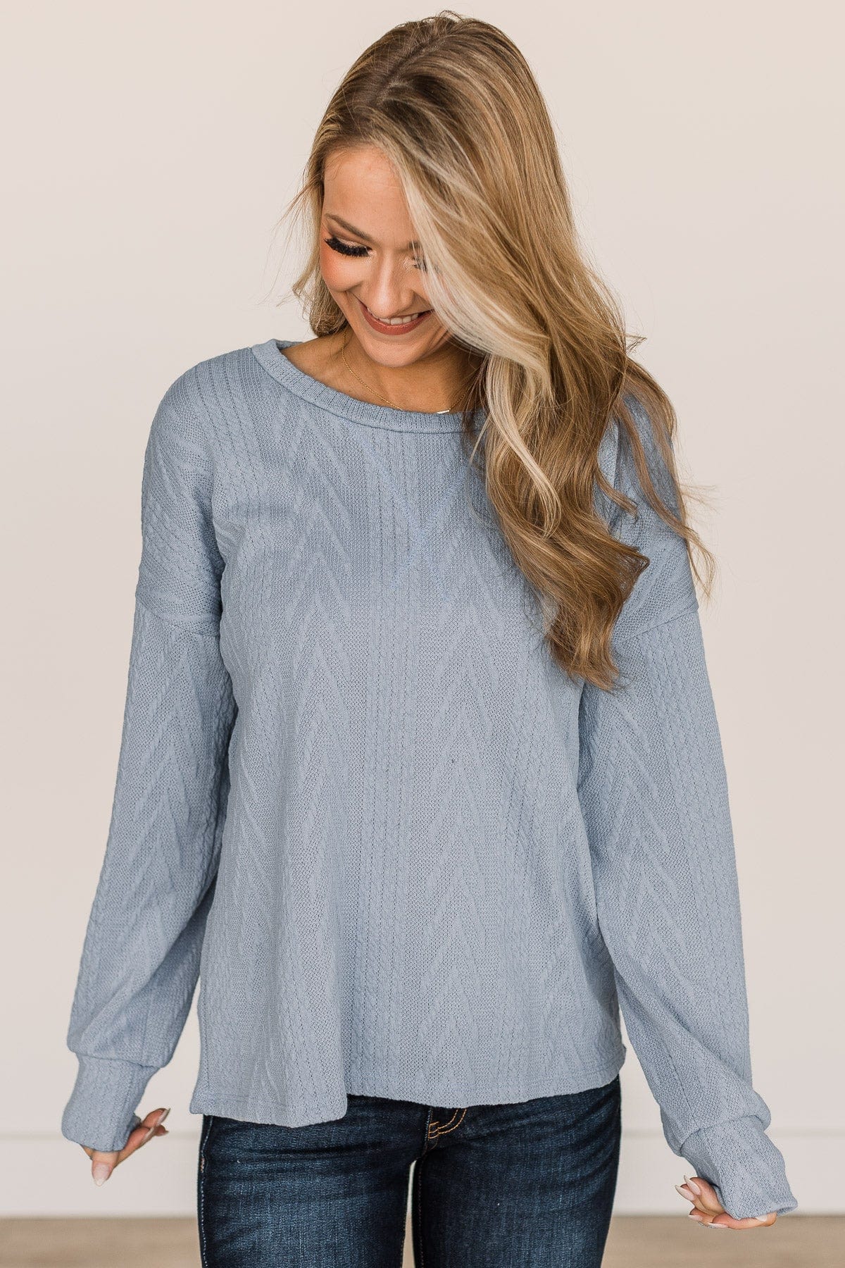Waiting On Love Knit Top- Light Blue - Image 3