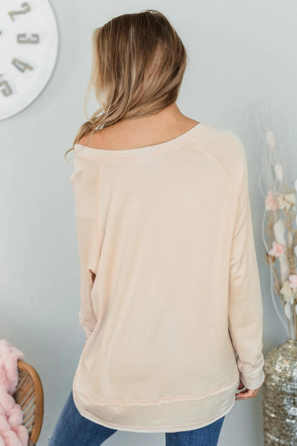 Wake Up The Day Long Sleeve Top- Oatmeal - Image 5