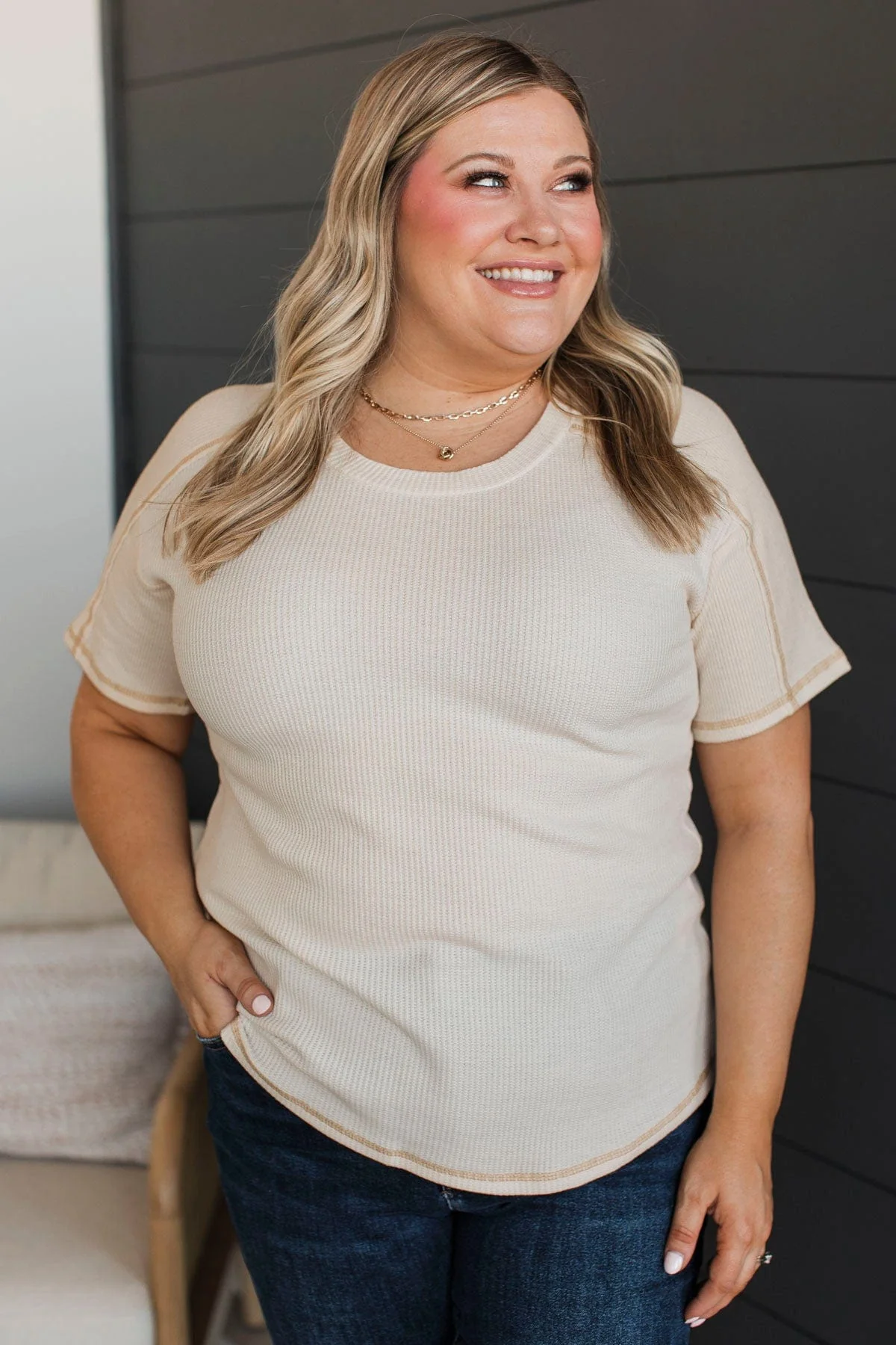 Waking Moments Short Sleeve Top- Ivory - Image 3