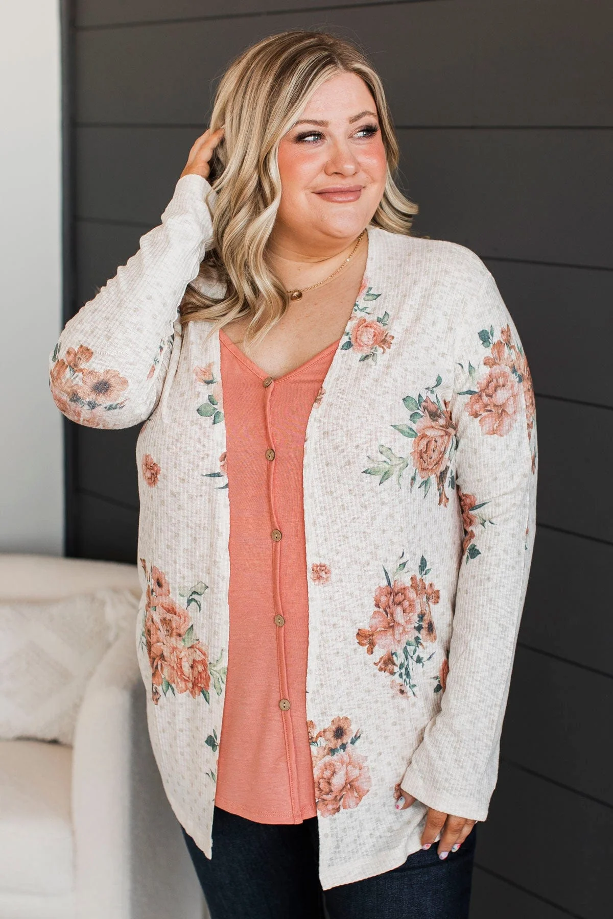 Walk By My Side Floral Cardigan- Ivory - Image 4